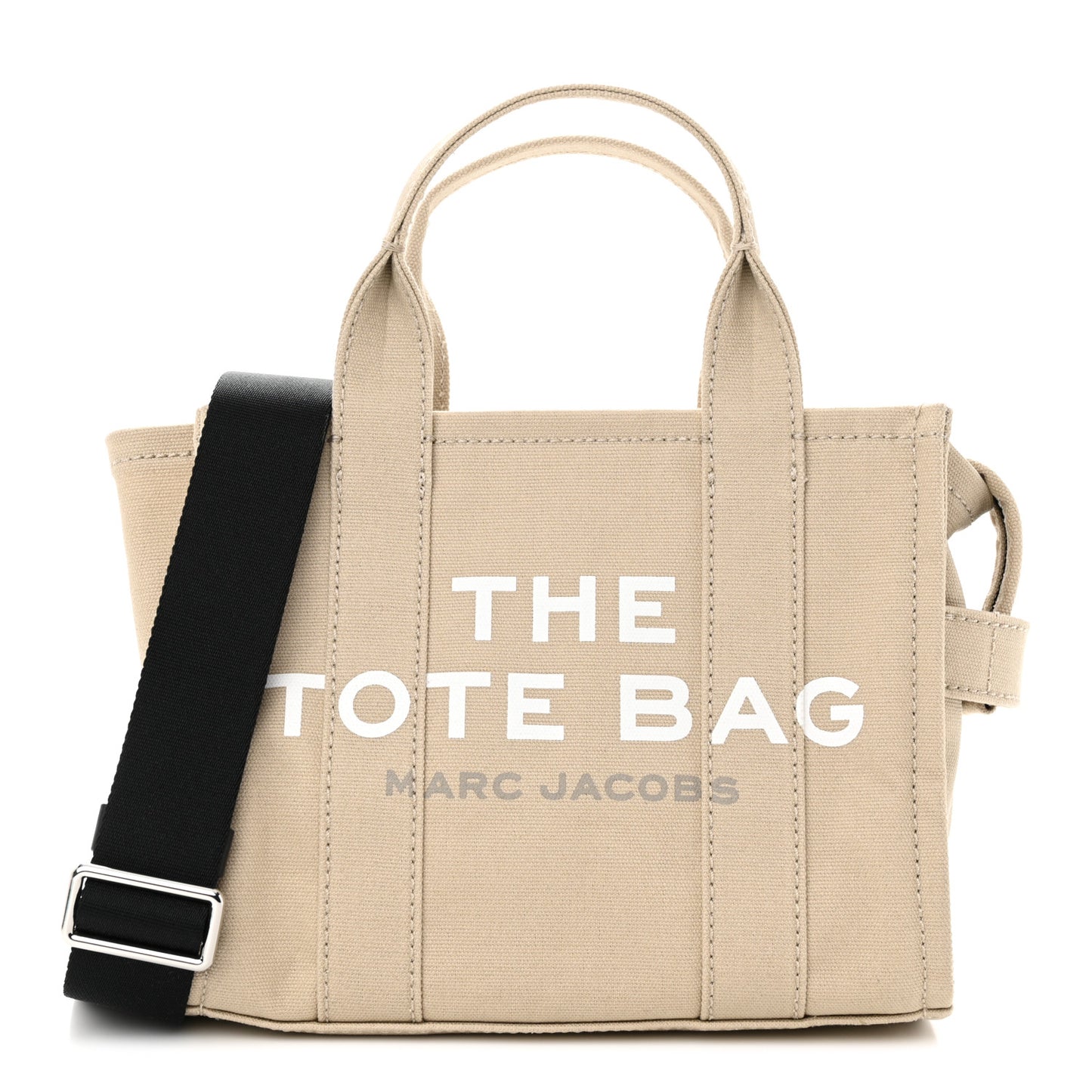 Cotton Canvas Colorblock Small The Traveler Tote Bag Beige Multicolor