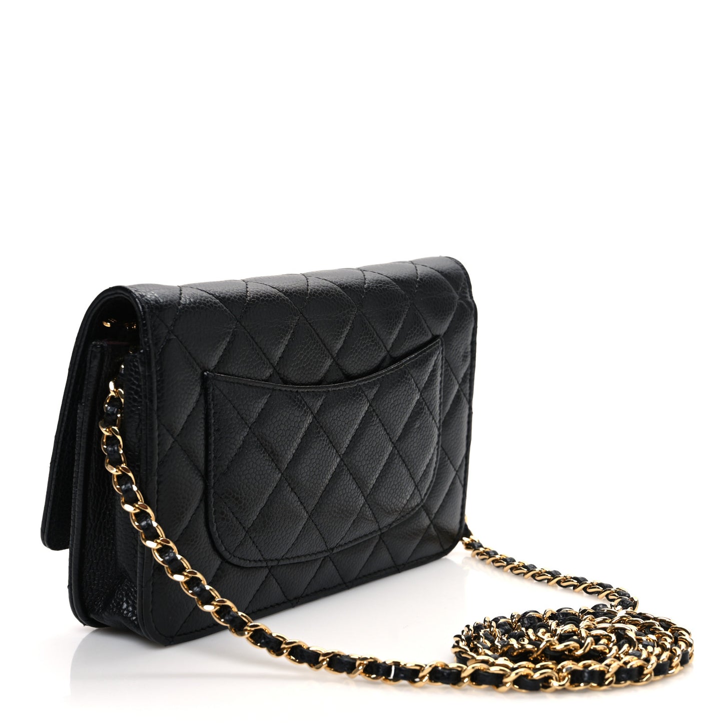 Caviar Quilted Wallet on Chain WOC Black