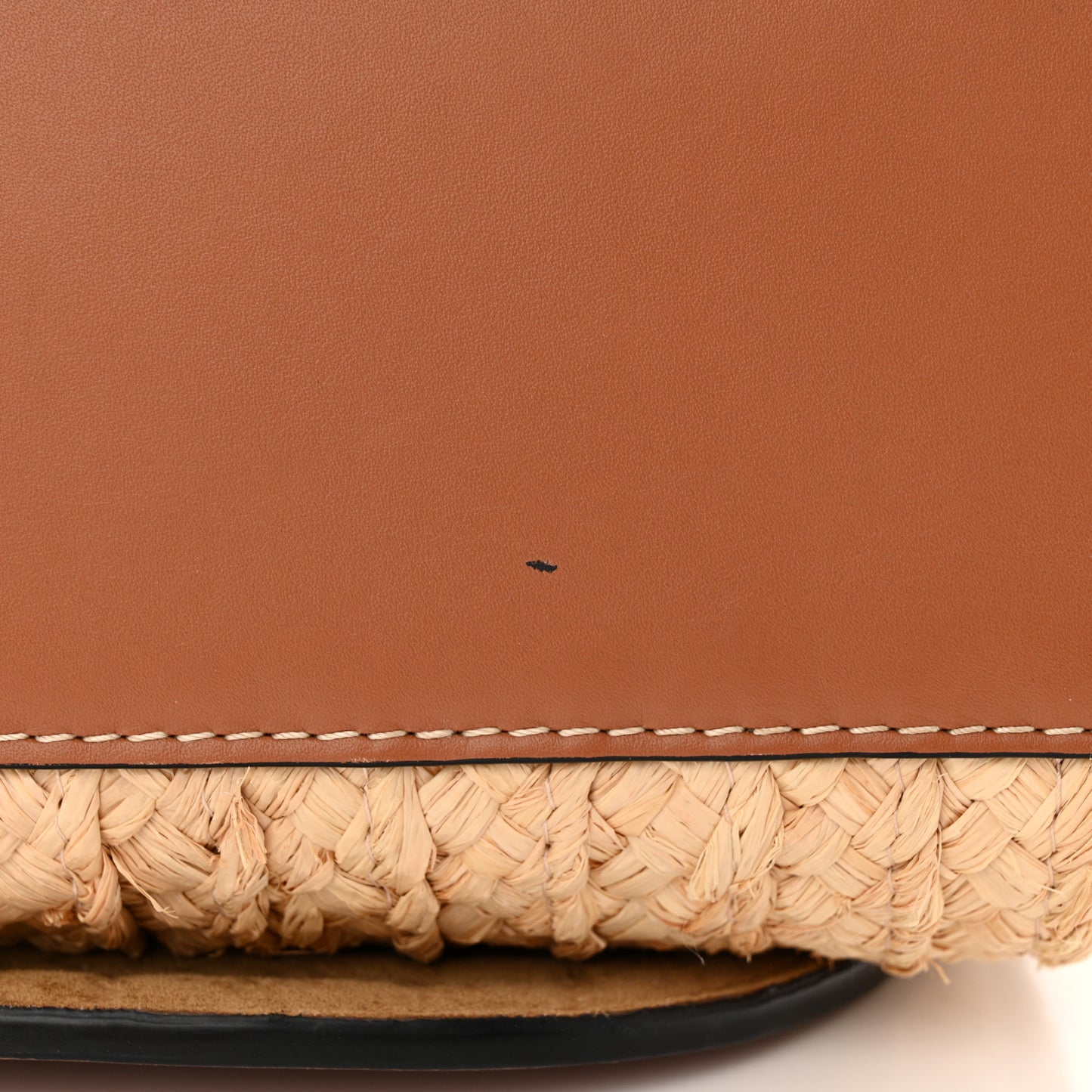 Raffia Calfskin Small Gate Tote Tan Naturel