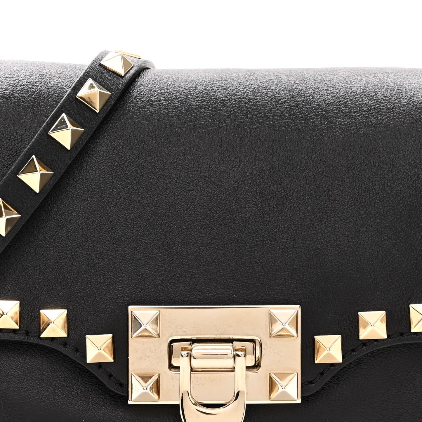 Vitello Mini Rockstud Flap Saddle Crossbody Bag Black