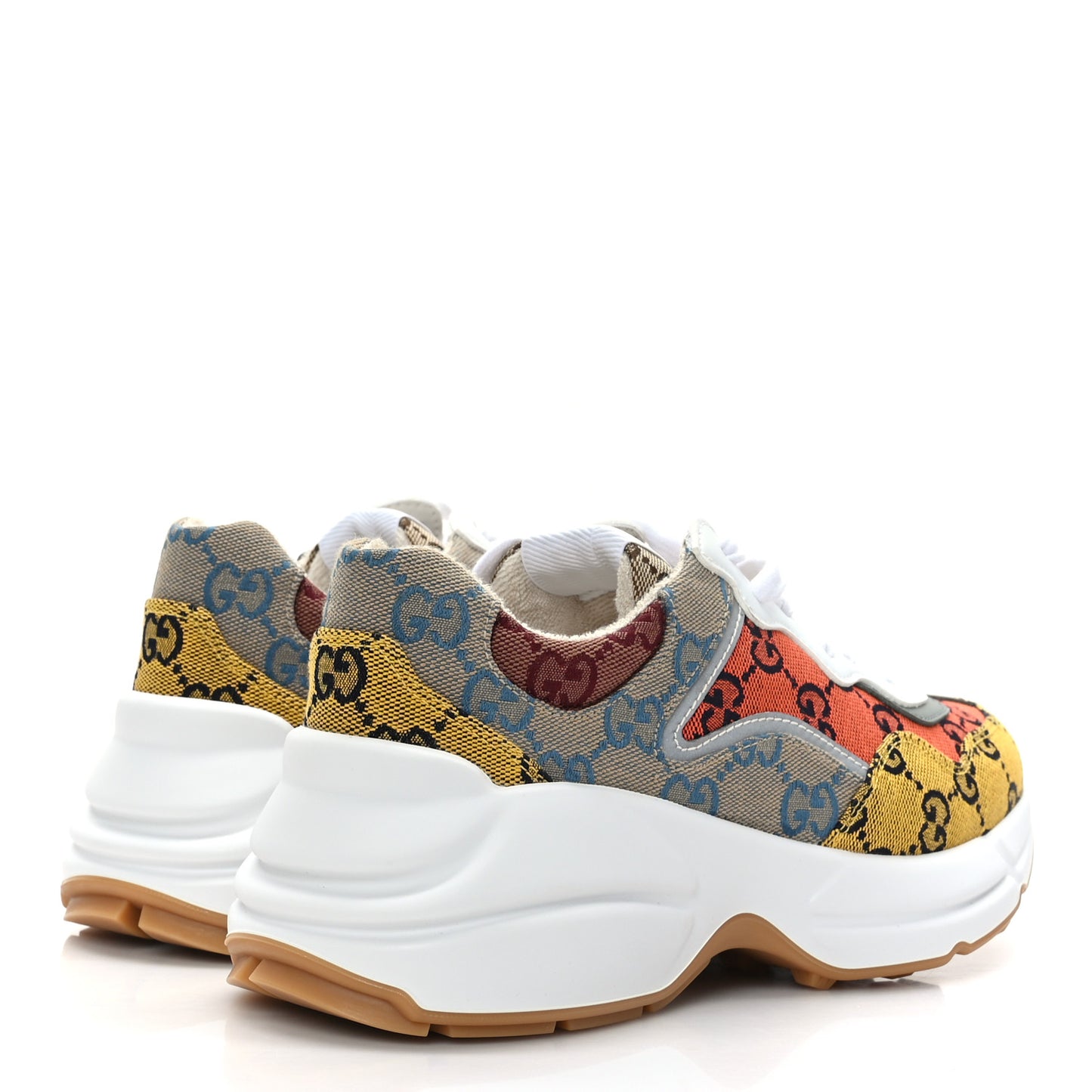 Monogram Multicolor Demetra Womens Rhyton Sneakers 36 Yellow Blue Great White Tabasco