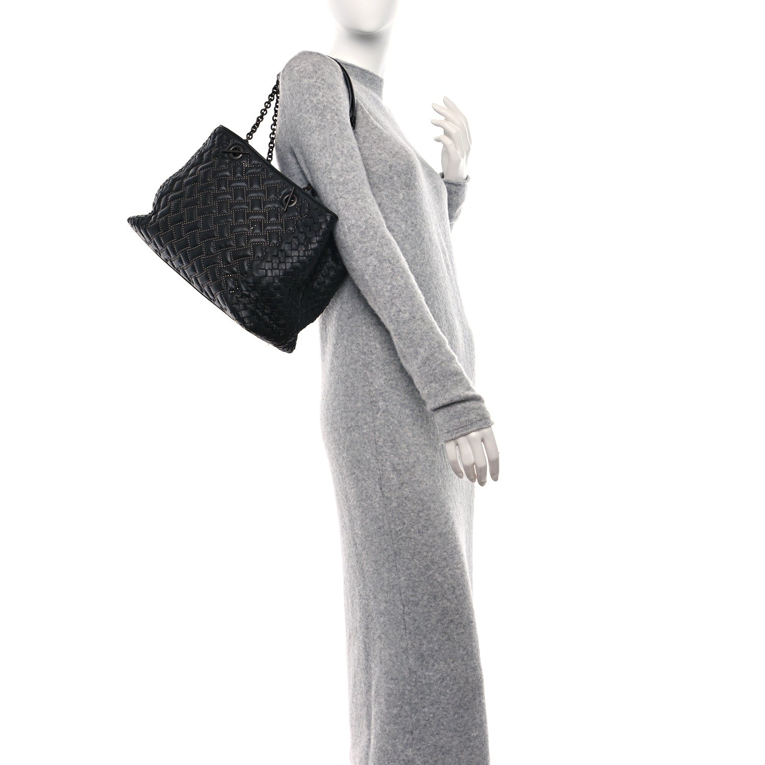 Bottega Veneta Nappa Intrecciato Pied-De-Poule Microstuds Tote Black 2 of 13