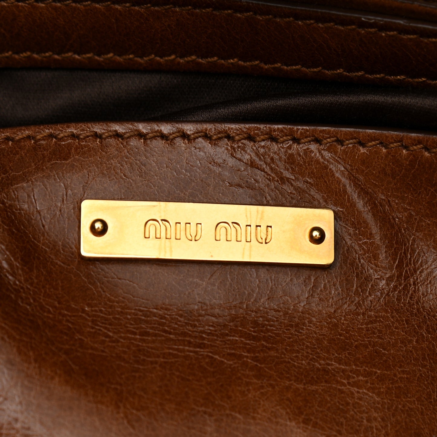 Vitello Shine Top Handle Satchel Brown
