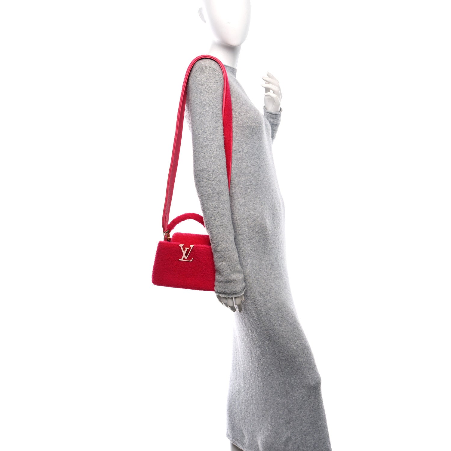 Louis Vuitton Shearling Calfskin Capucines Mini Pink 3 of 9