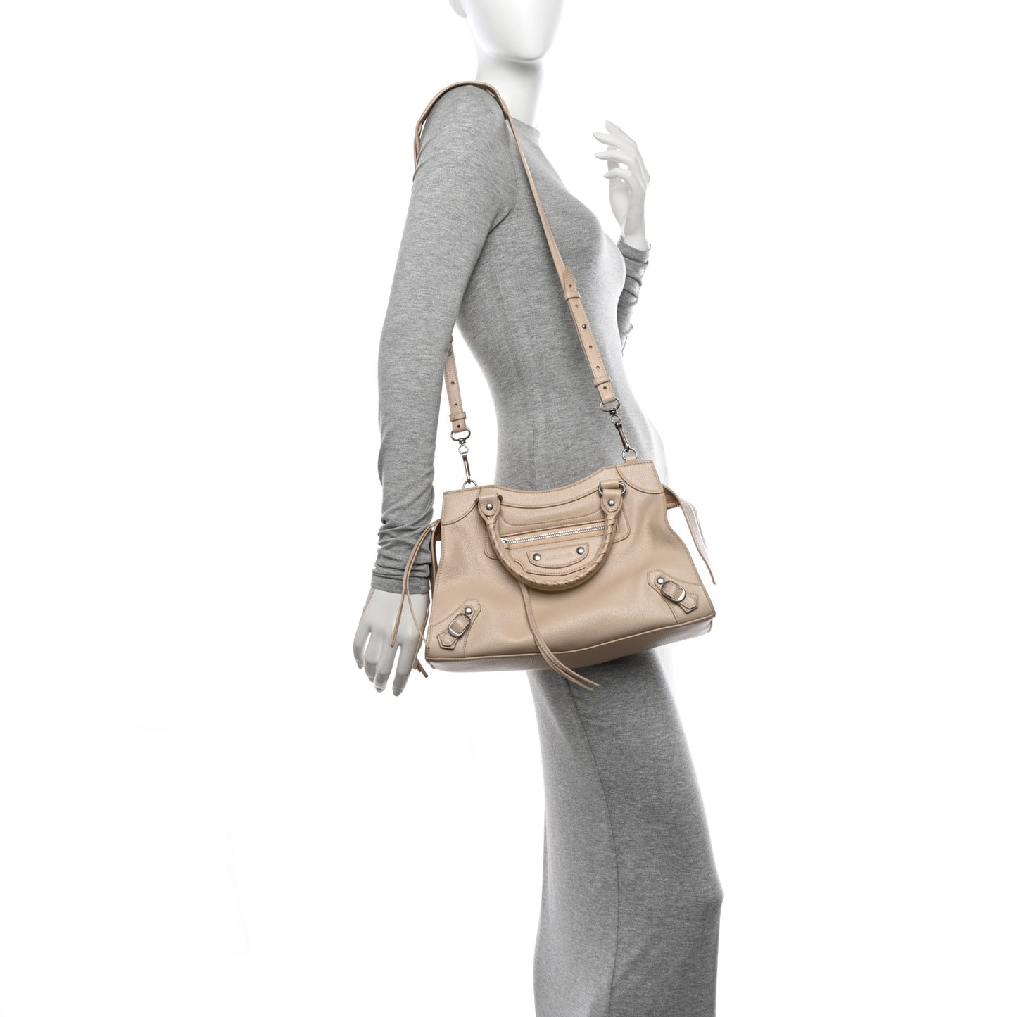 Grained Calfskin Neo Classic Silver Hardware S City Cream