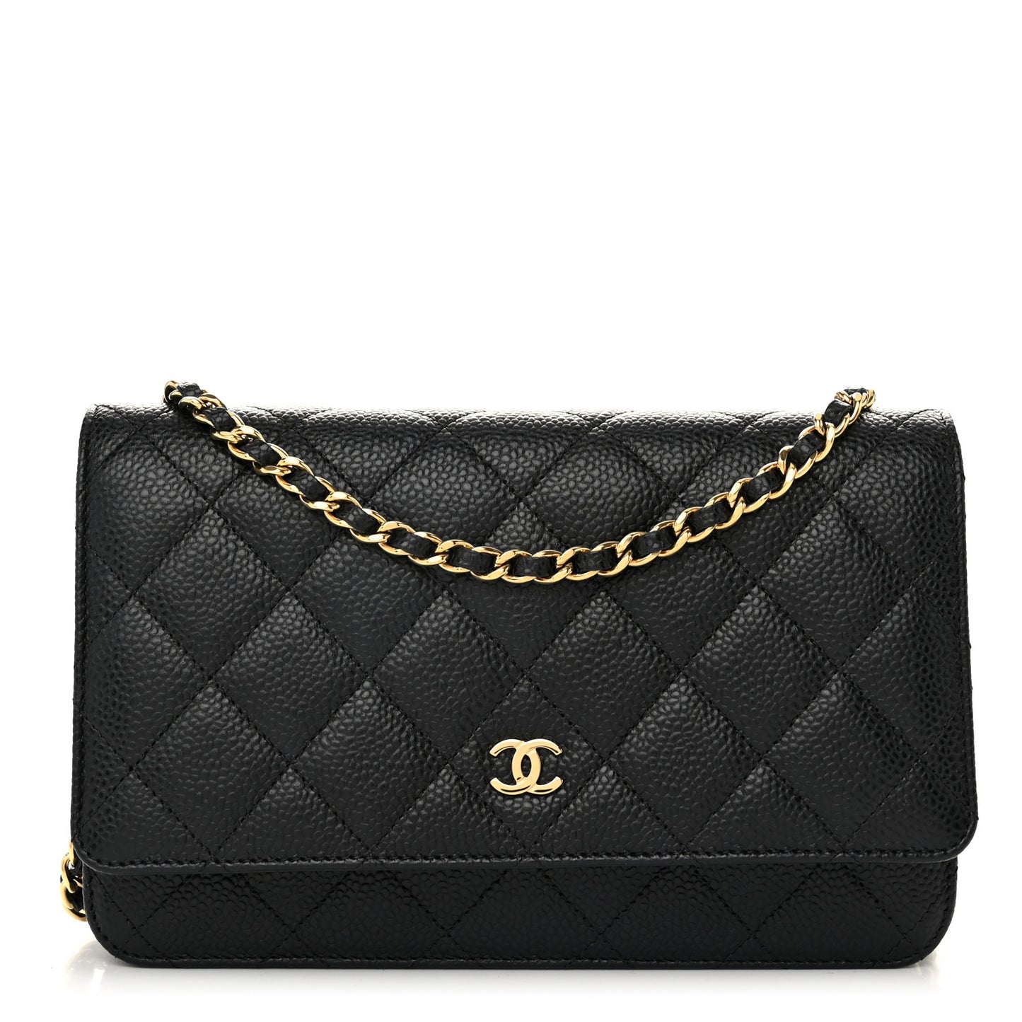 Caviar Quilted Wallet on Chain WOC Black
