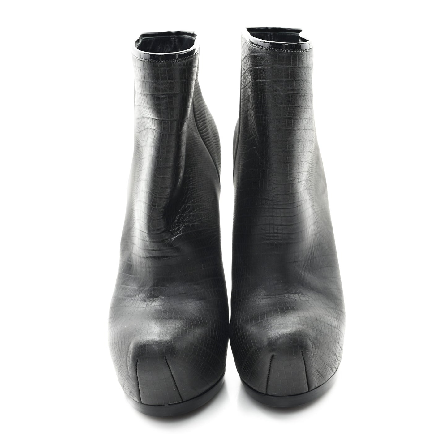 Calfskin Lizard Embossed Tribtoo 105 Platform Booties 37 Black
