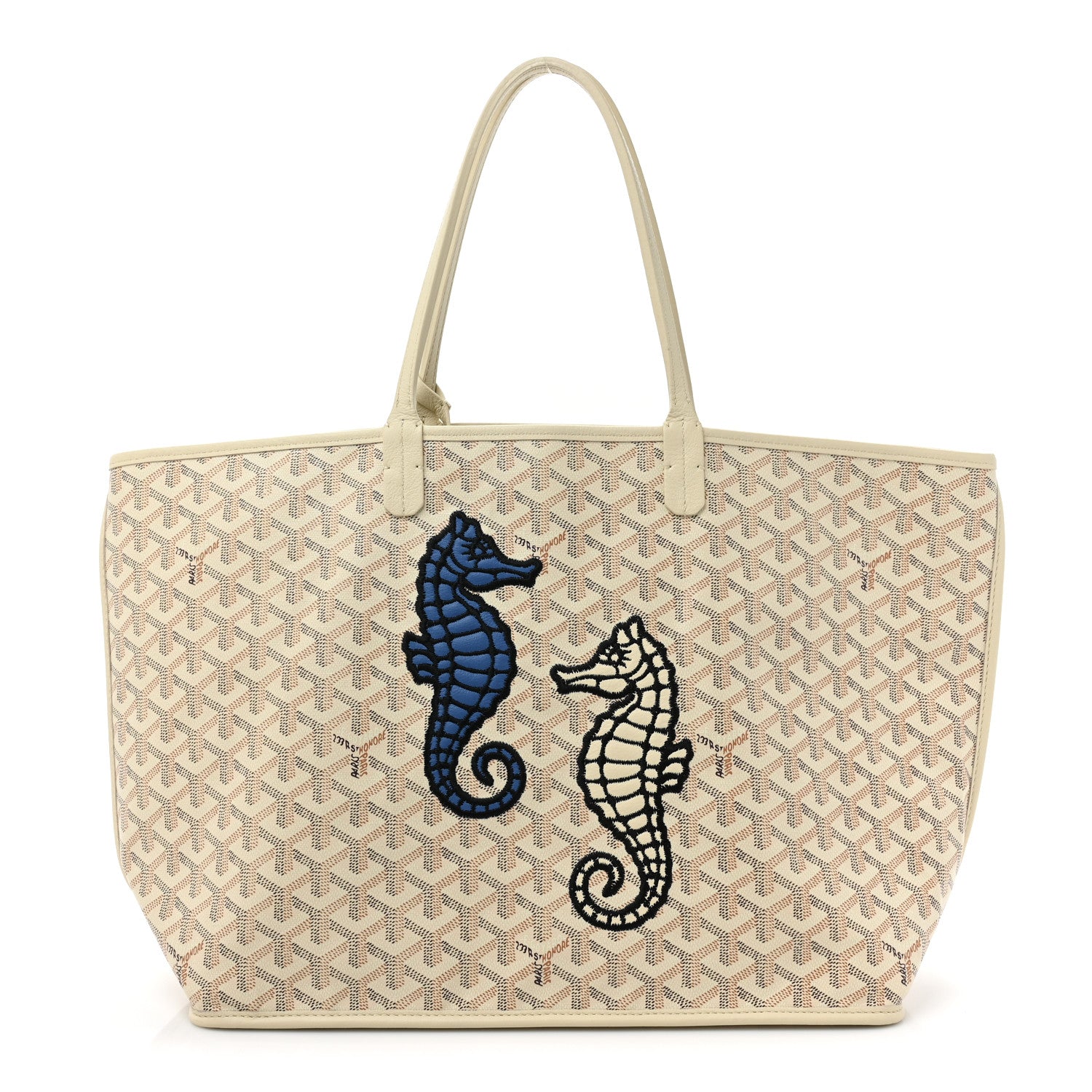 Goyard Goyardine Embroidered Seahorse Reversible Anjou PM Sand 1 of 14