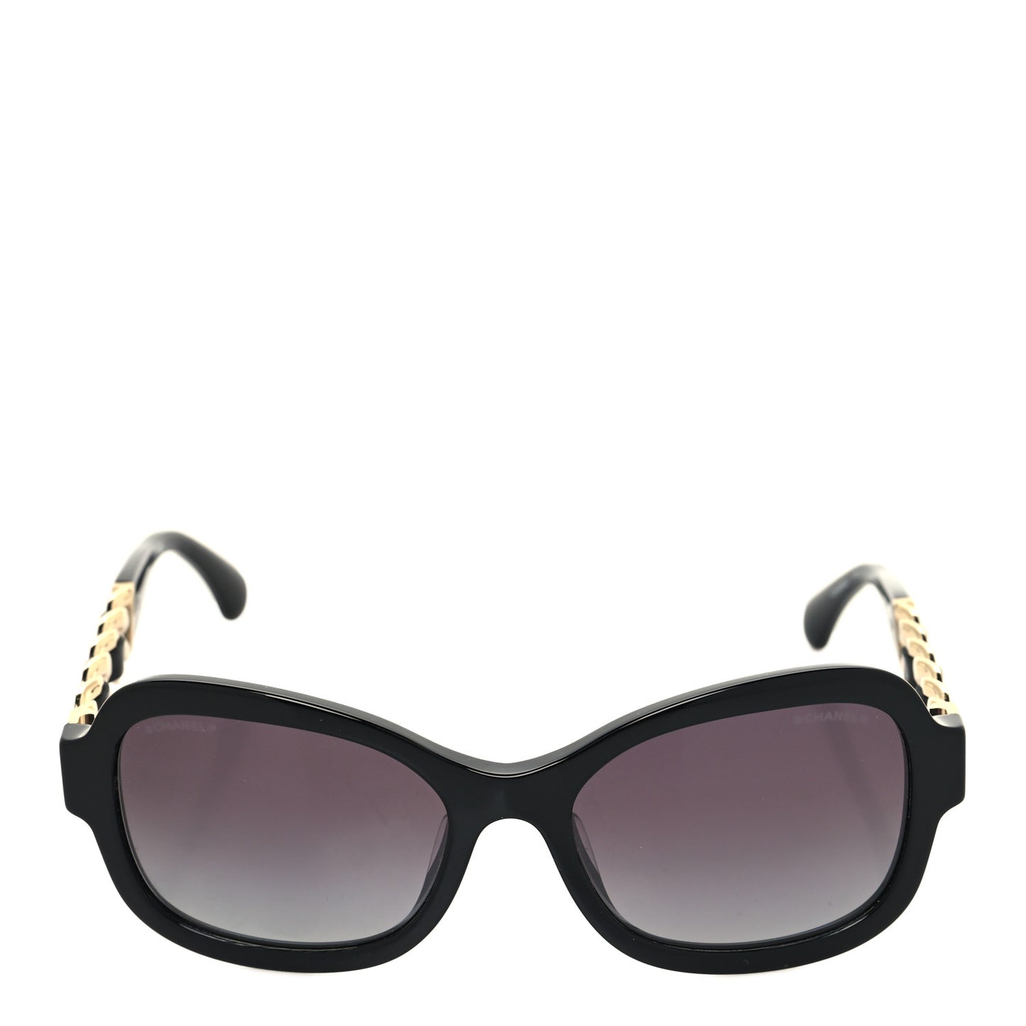 Acetate Metal Chain Square Sunglasses 5465 Black