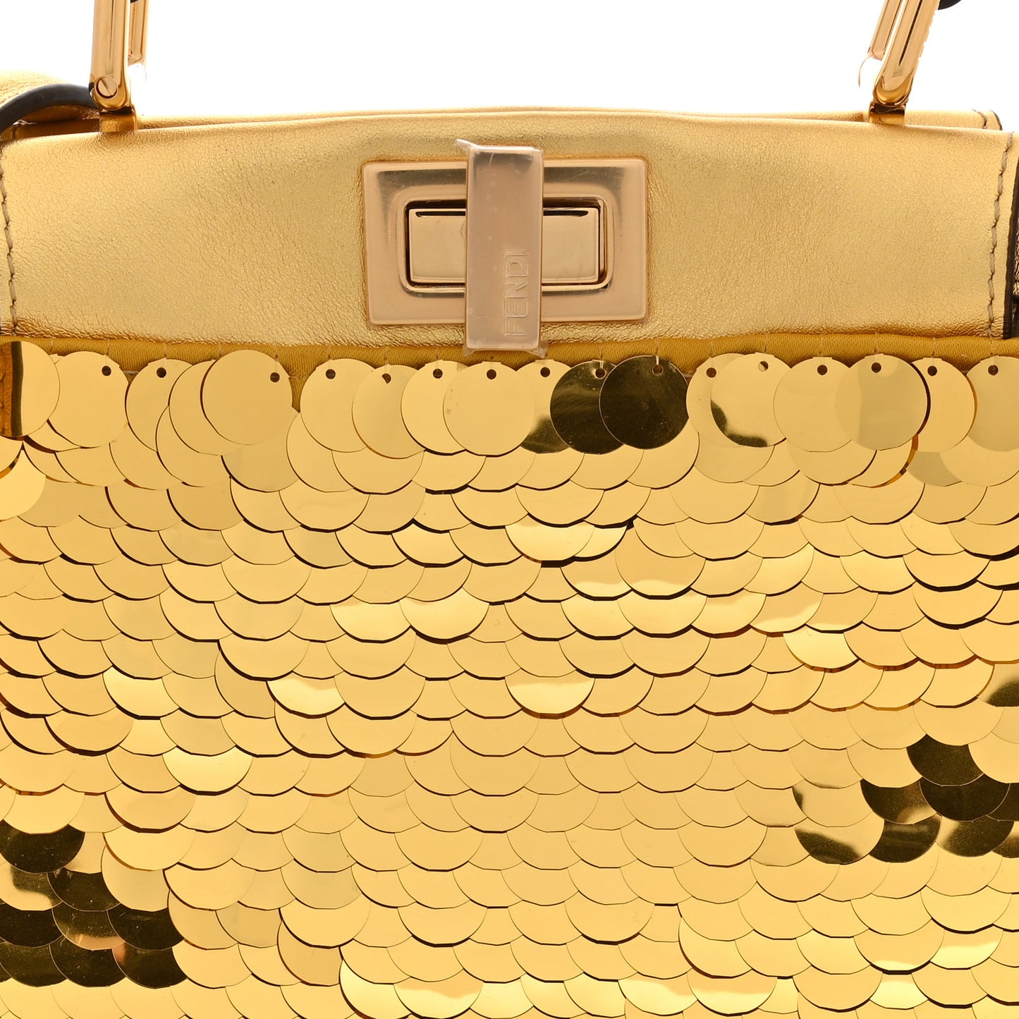 Sequin Vitello Catalan XS Peekaboo Iconic Satchel Gold