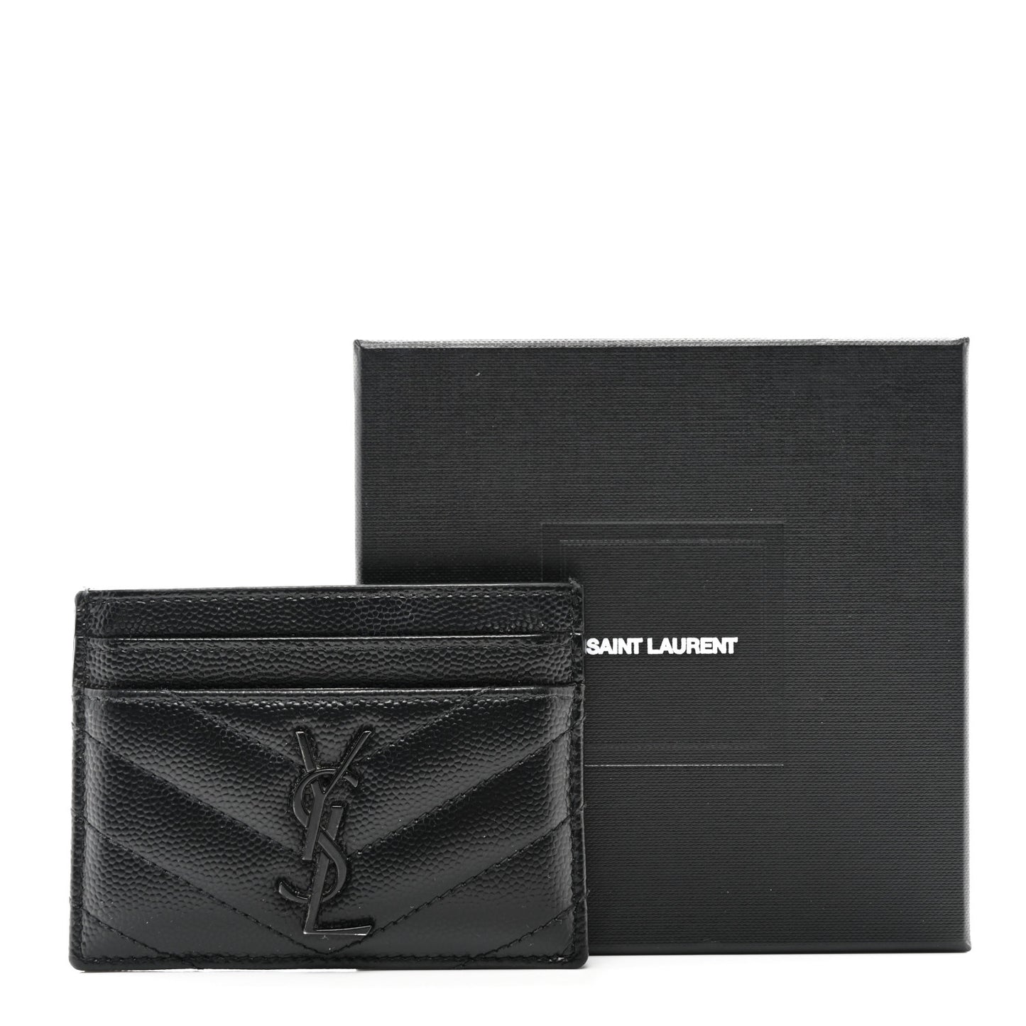 Grain De Poudre Matelasse Chevron Monochrome Monogram Credit Card Case Black