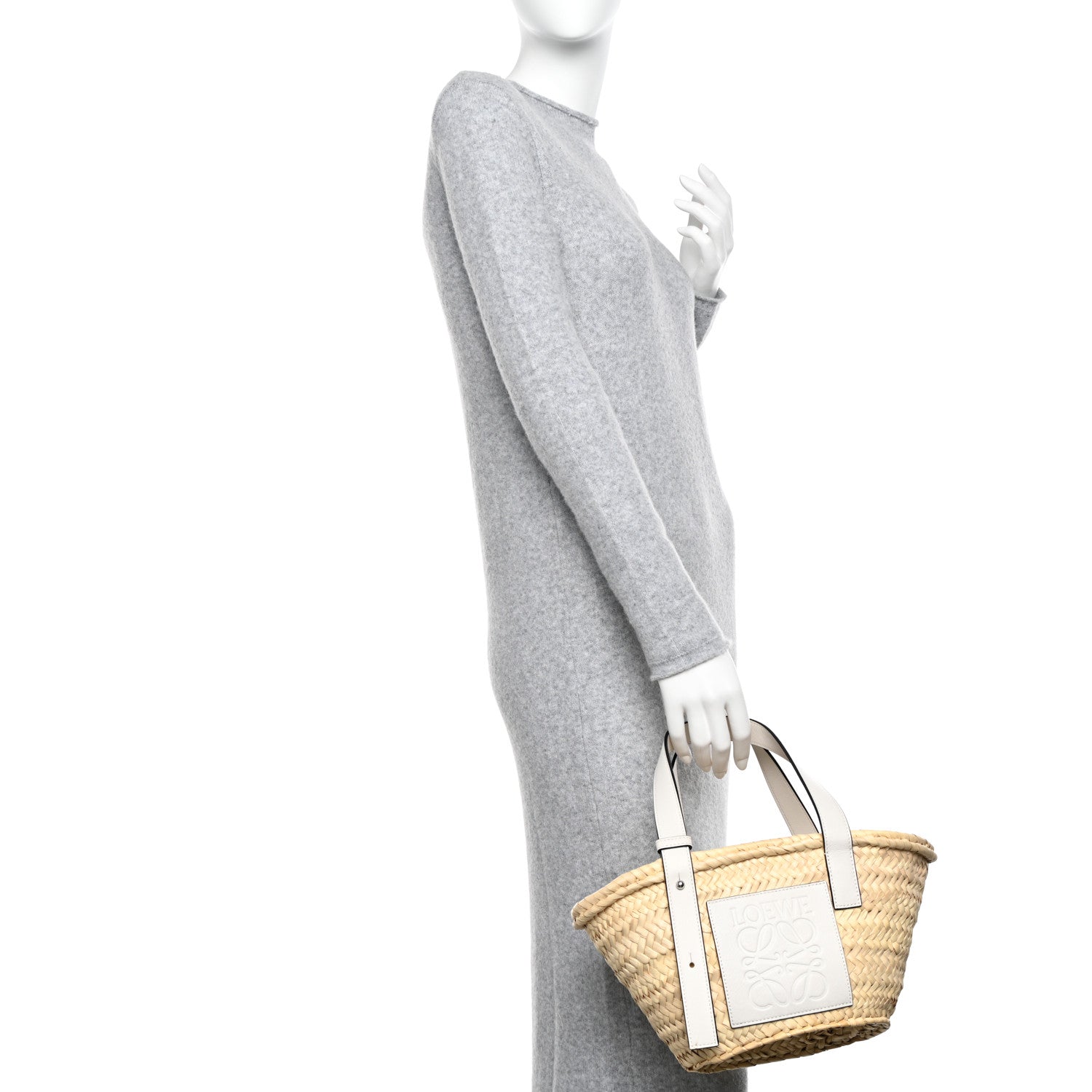 Loewe Raffia Small Basket Tote Bag Natural White 2 of 9