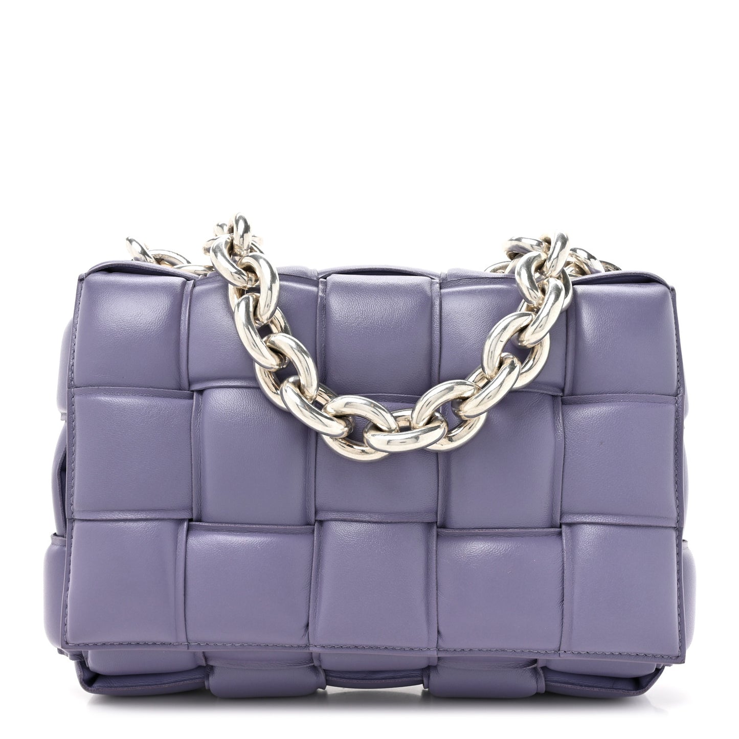 Lambskin Maxi Intreccio Padded Chain Cassette Crossbody Bag Lavender