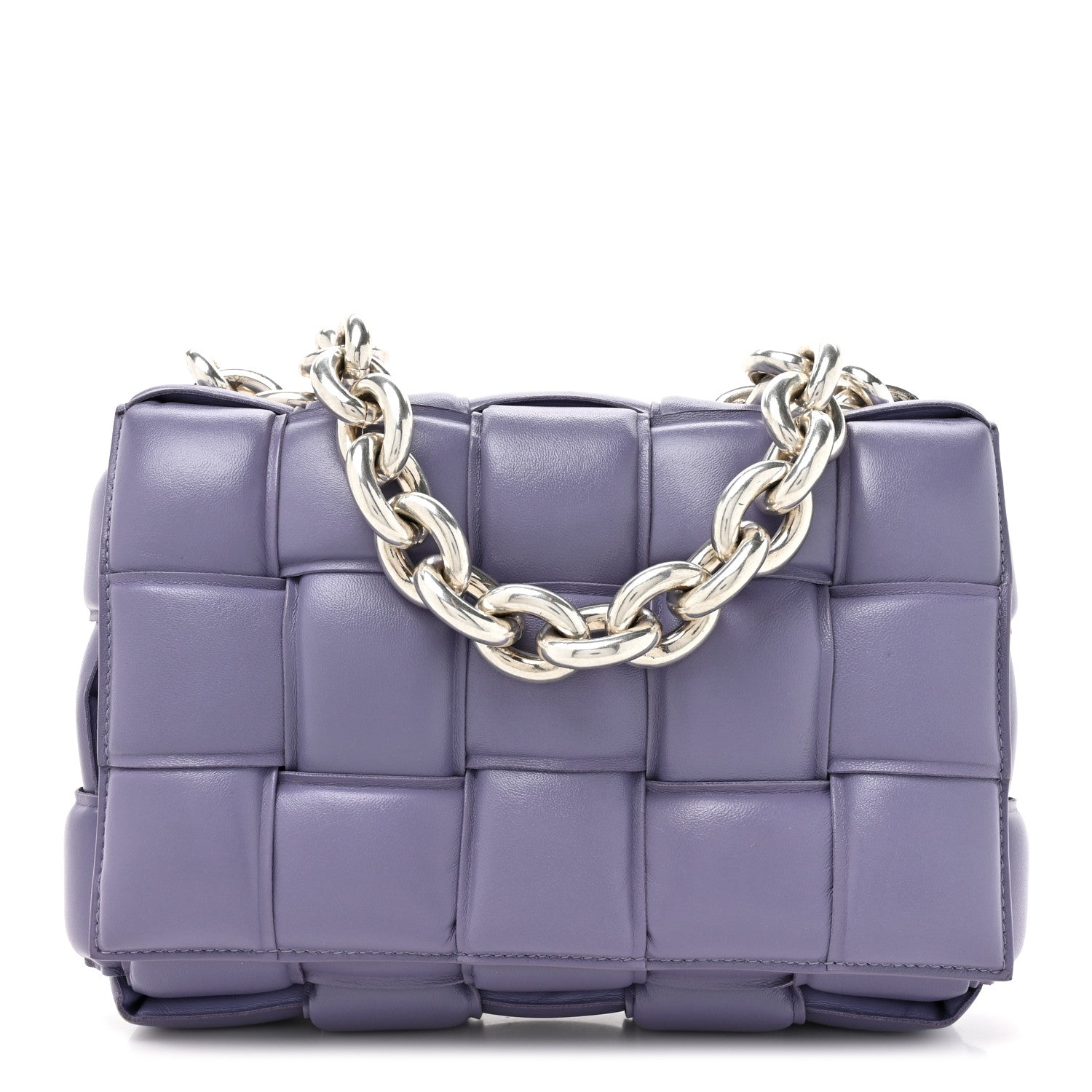 Bottega Veneta Lambskin Maxi Intreccio Padded Chain Cassette Crossbody Bag Lavender 1 of 12