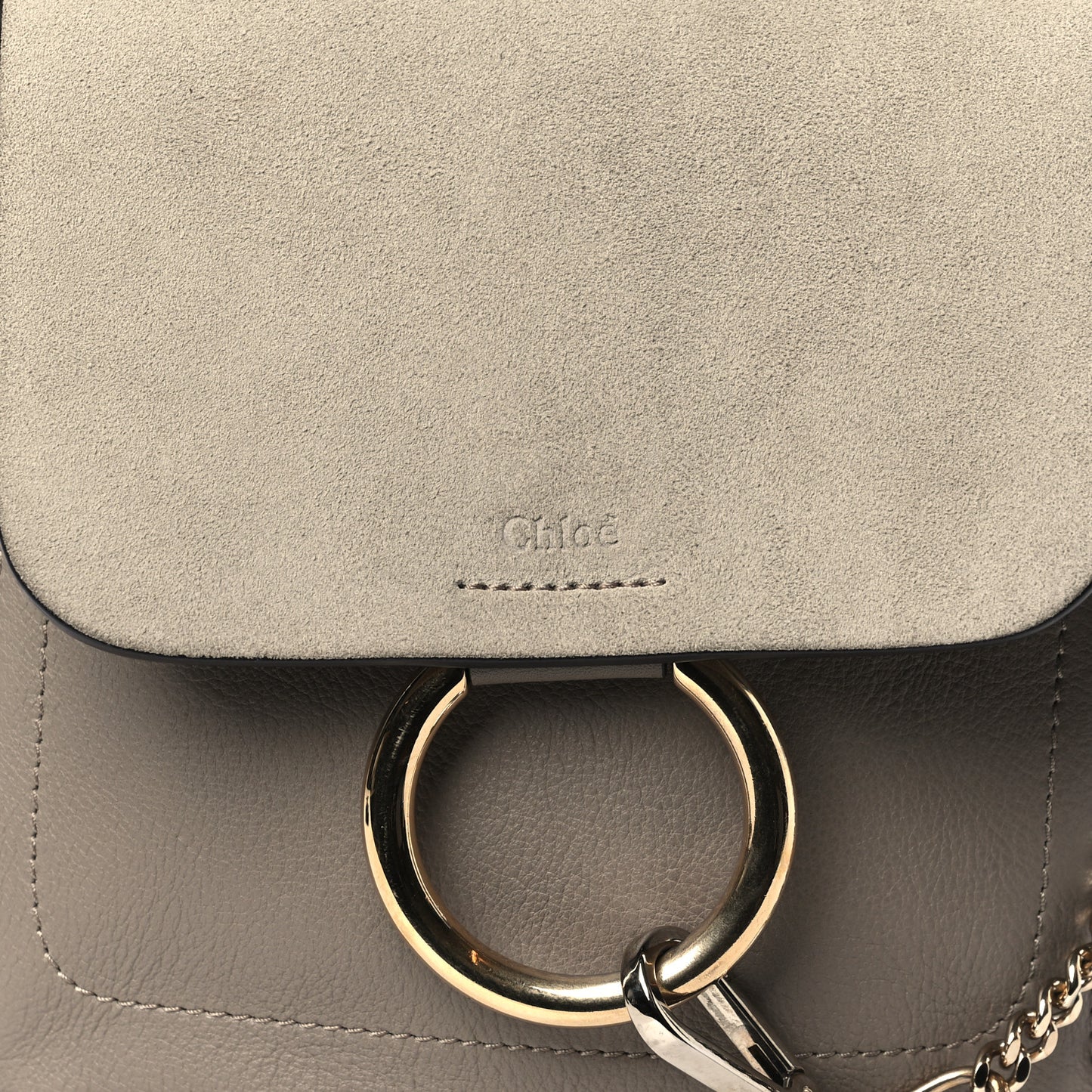 Suede Calfskin Small Faye Backpack Motty Grey
