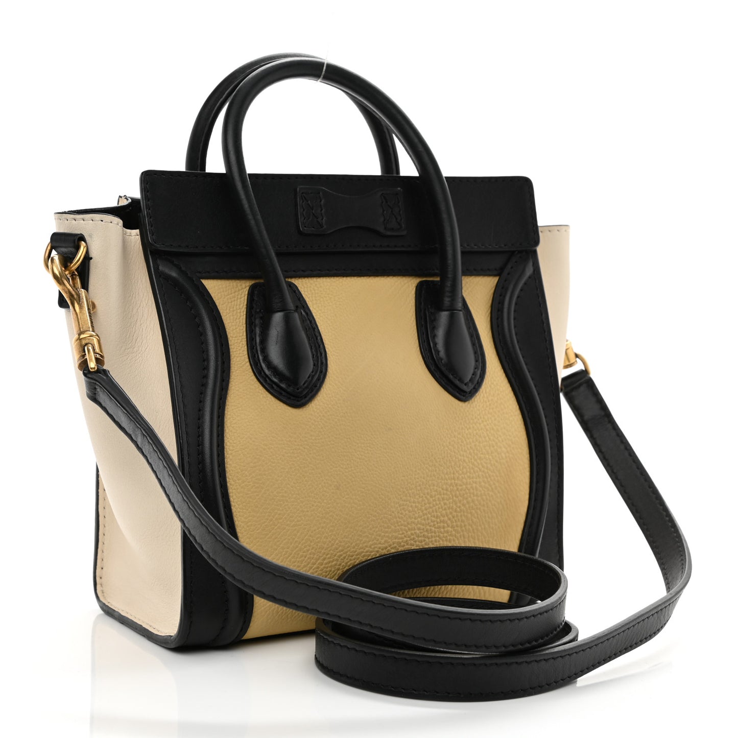 Smooth Drummed Calfskin Nano Tri-Color Luggage Vanilla