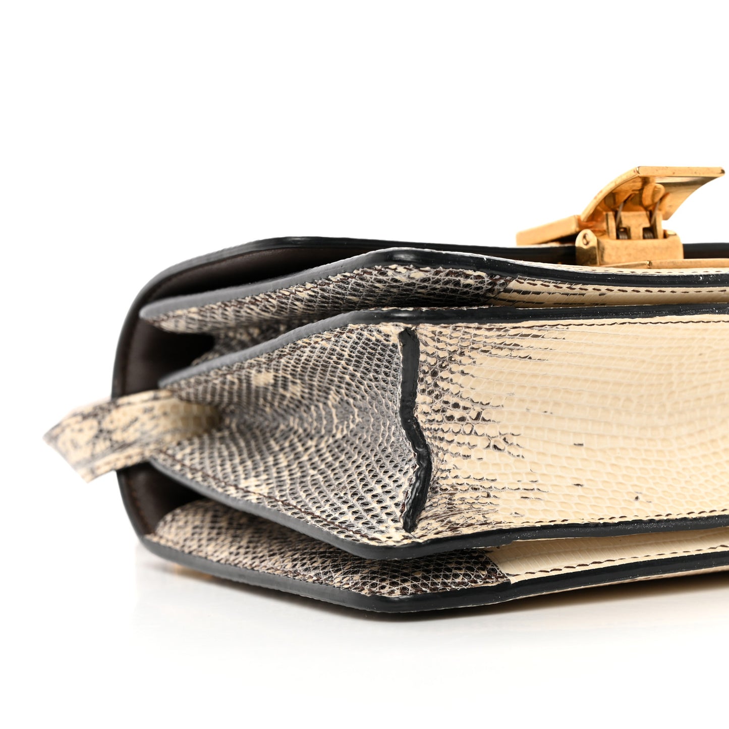 Lizard Small Classic Box Flap Bag Natural