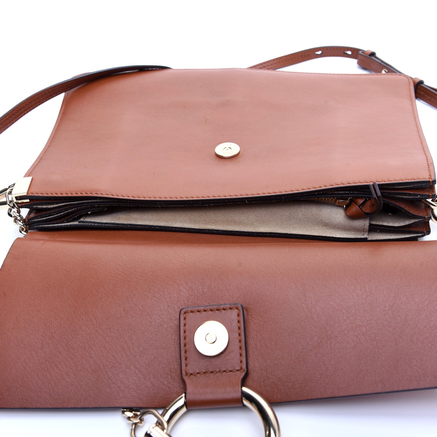 Suede Calfskin Medium Faye Shoulder Bag Tobacco