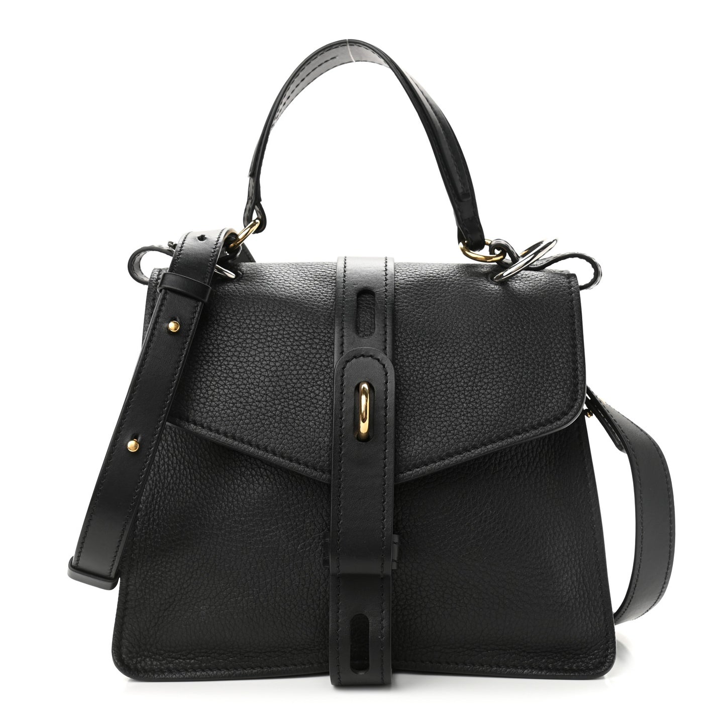 Grained Calfskin Medium Aby Day Shoulder Bag Black