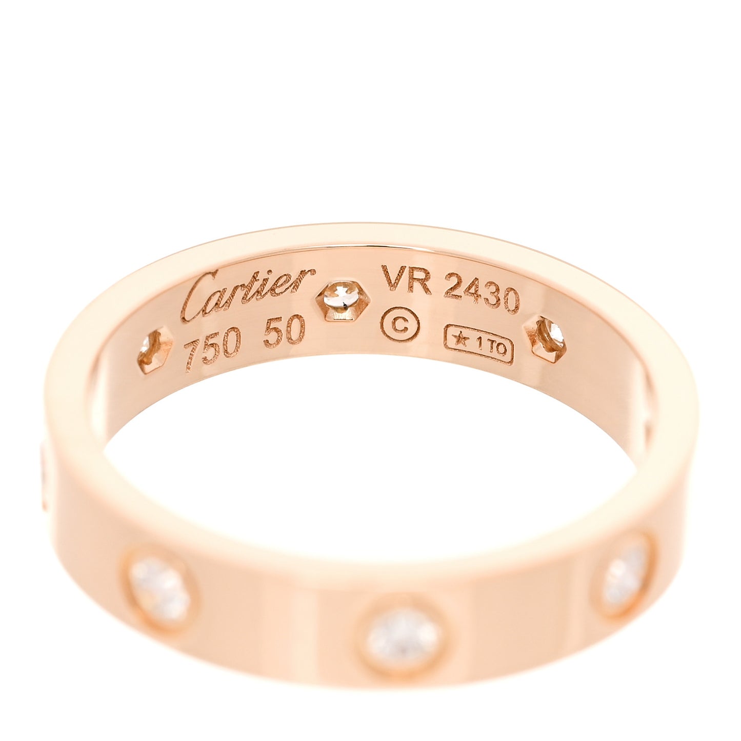 18K Pink Gold 8 Diamond 4mm LOVE Wedding Band Ring 50 5.25