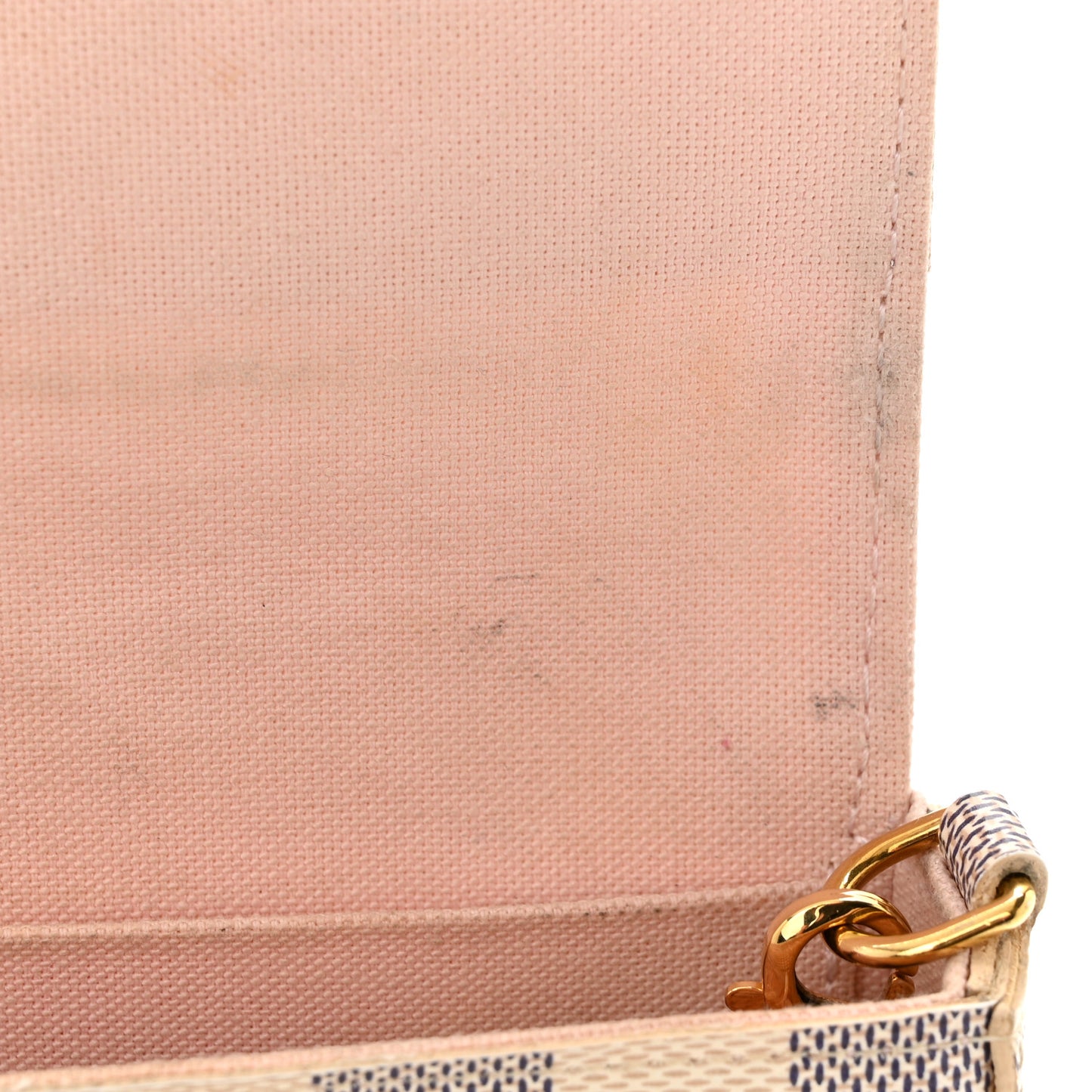 Damier Azur Pochette Felicie Chain Wallet Rose Ballerine