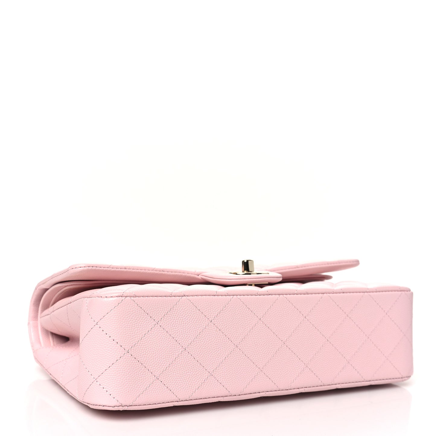 Caviar Quilted Medium Double Flap Light Pink