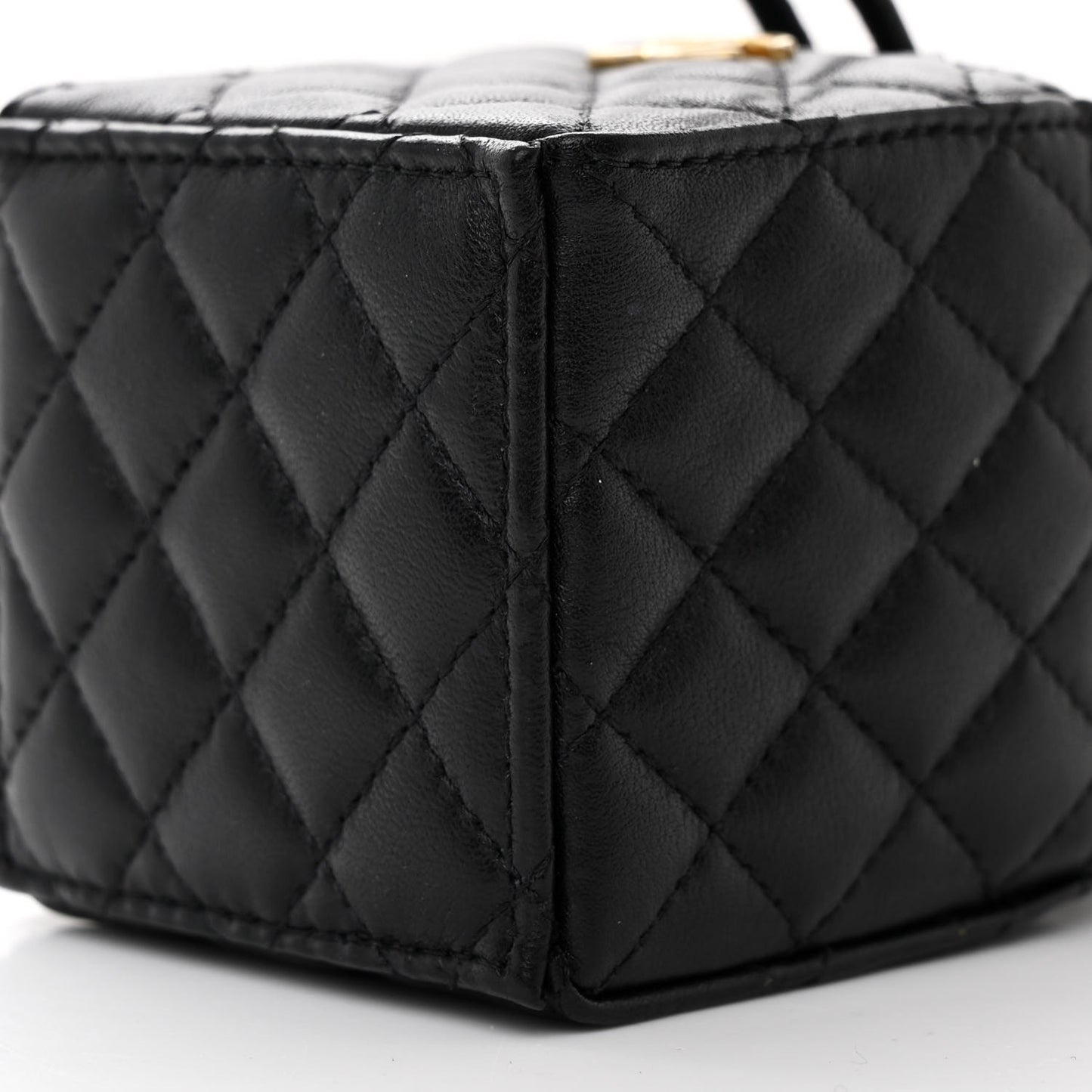 Calfskin Quilted Mini Drawstring Bucket Bag Black
