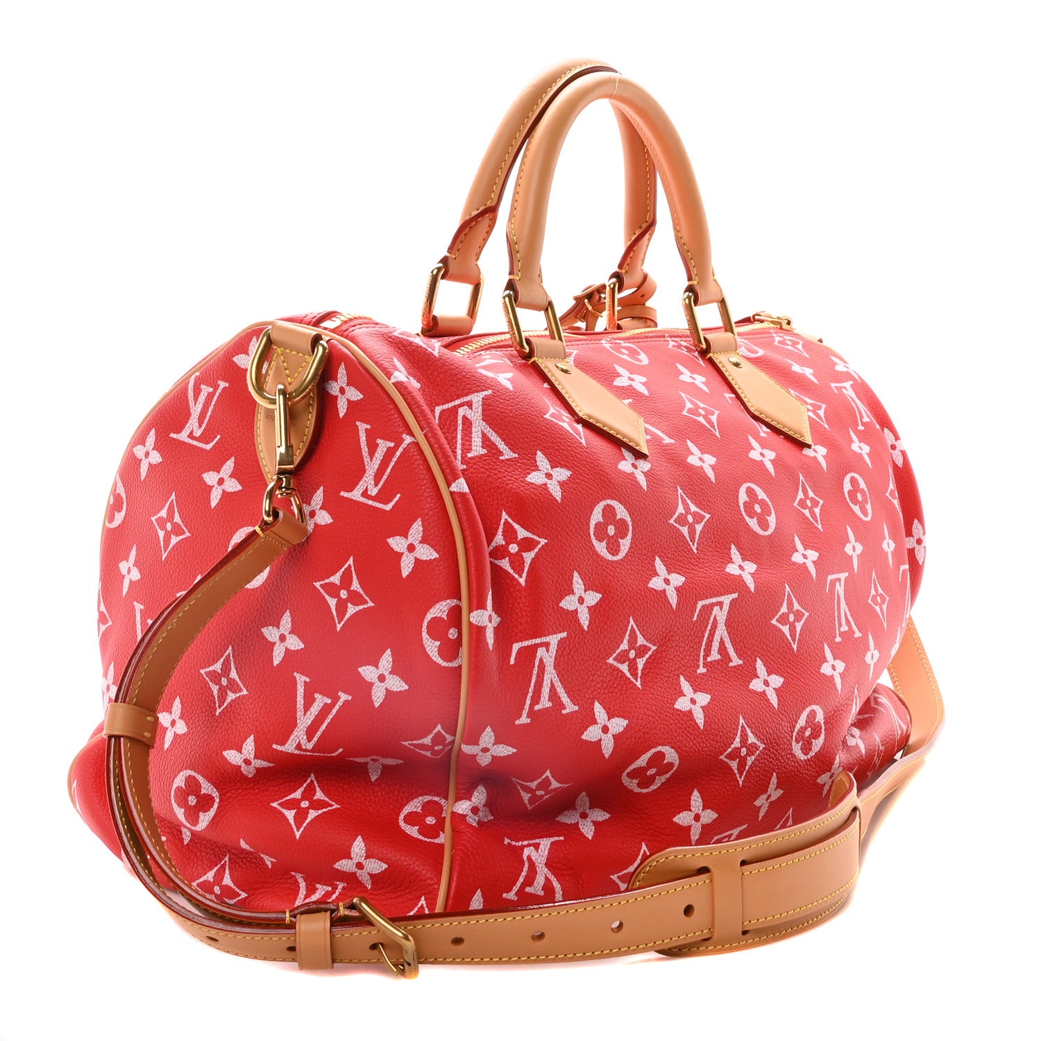 Louis Vuitton Calfskin Monogram Speedy P9 Bandouliere 40 Red 4 of 10