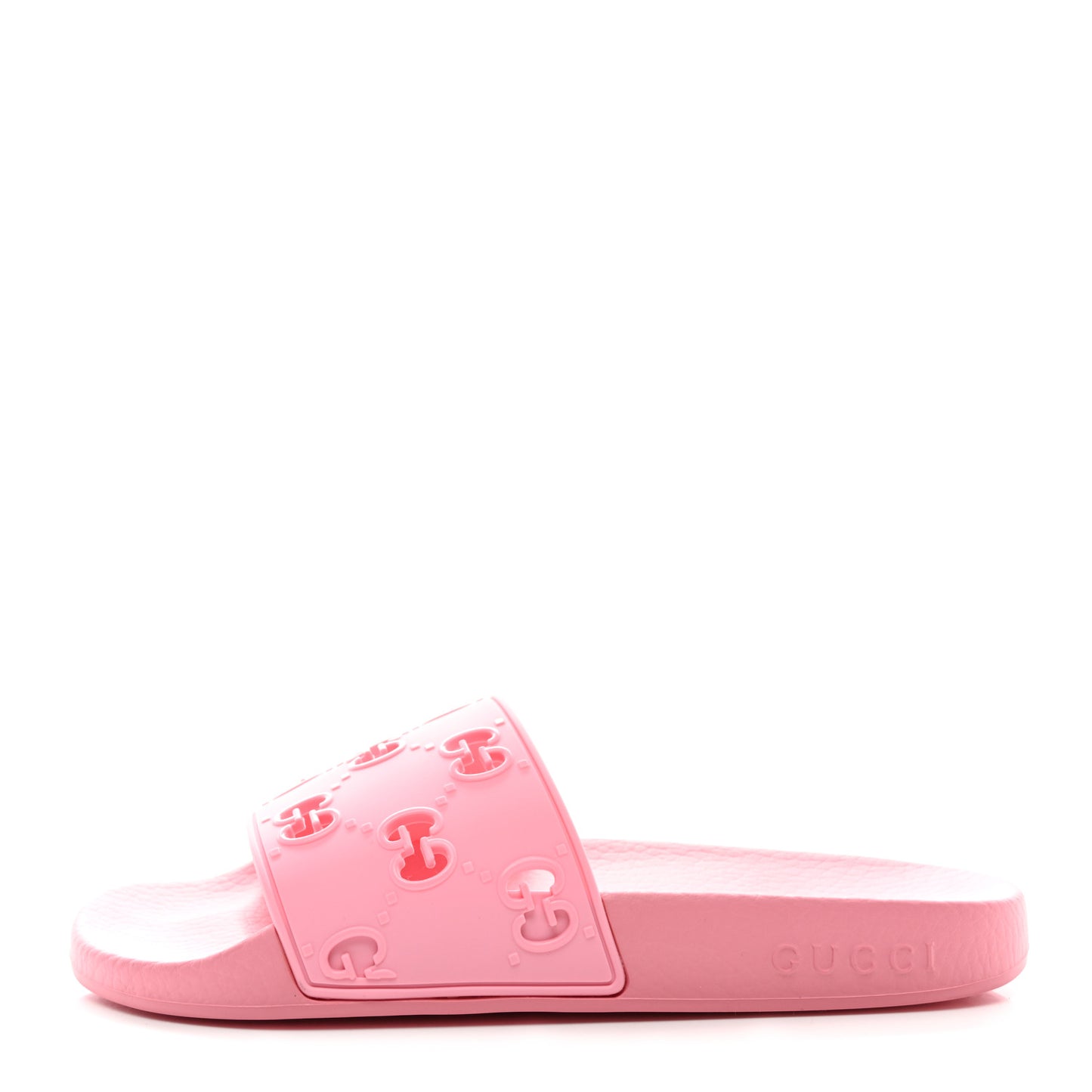 Rubber GG Monogram Perforated Womens Slide Sandals 37 Rose Box