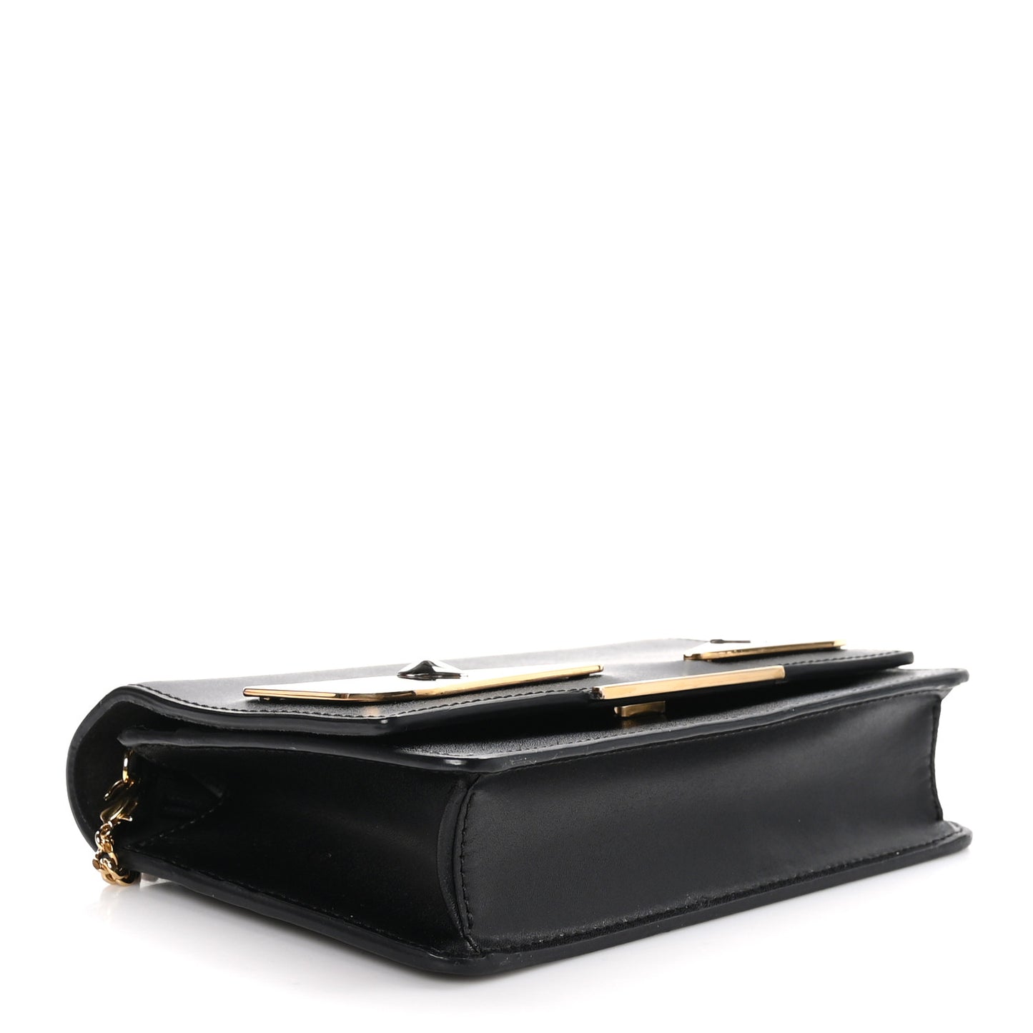 Vitello Liberty Lucido Metal Monster Eyes Tube Wallet on Chain Black