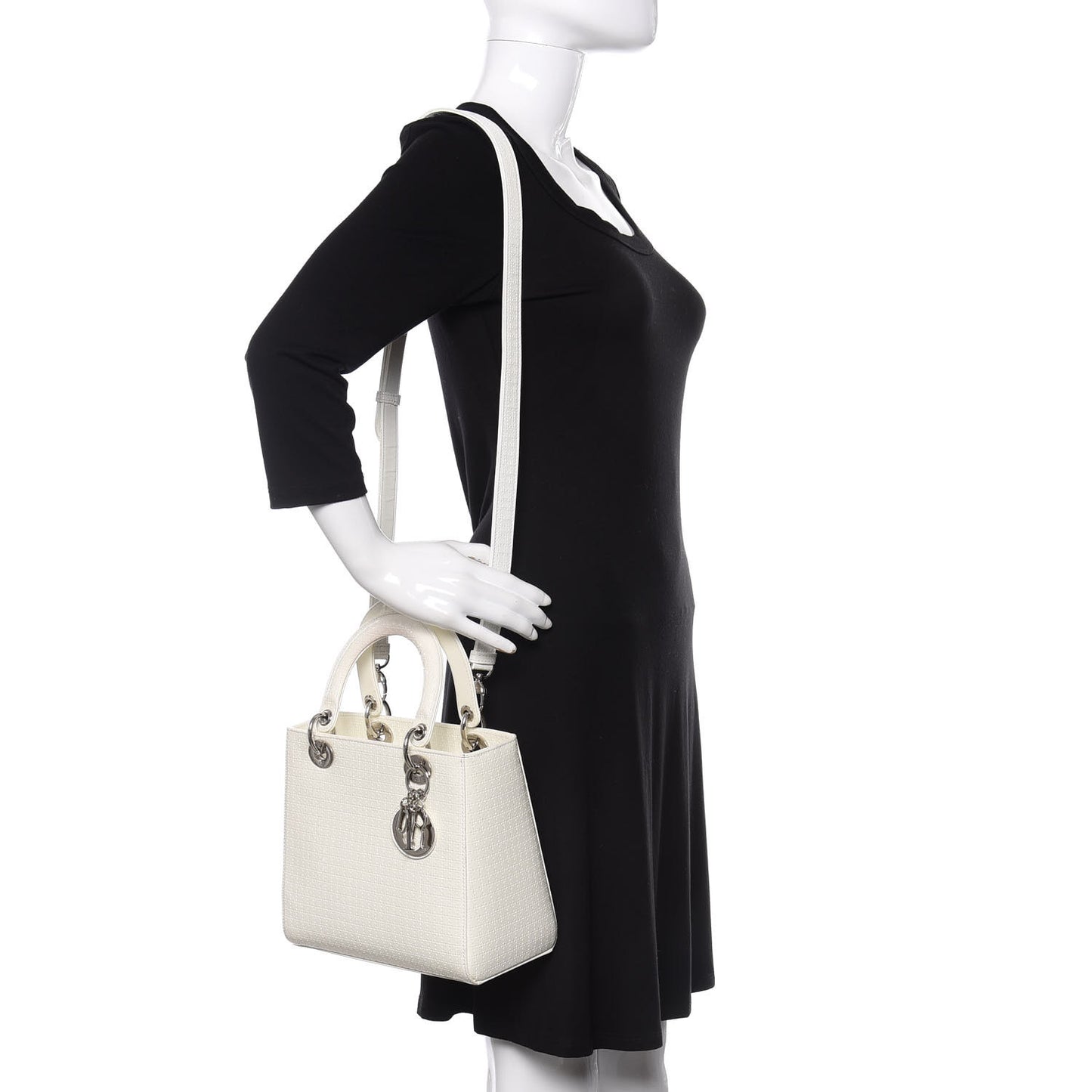 Patent Micro Cannage Medium Lady Dior White
