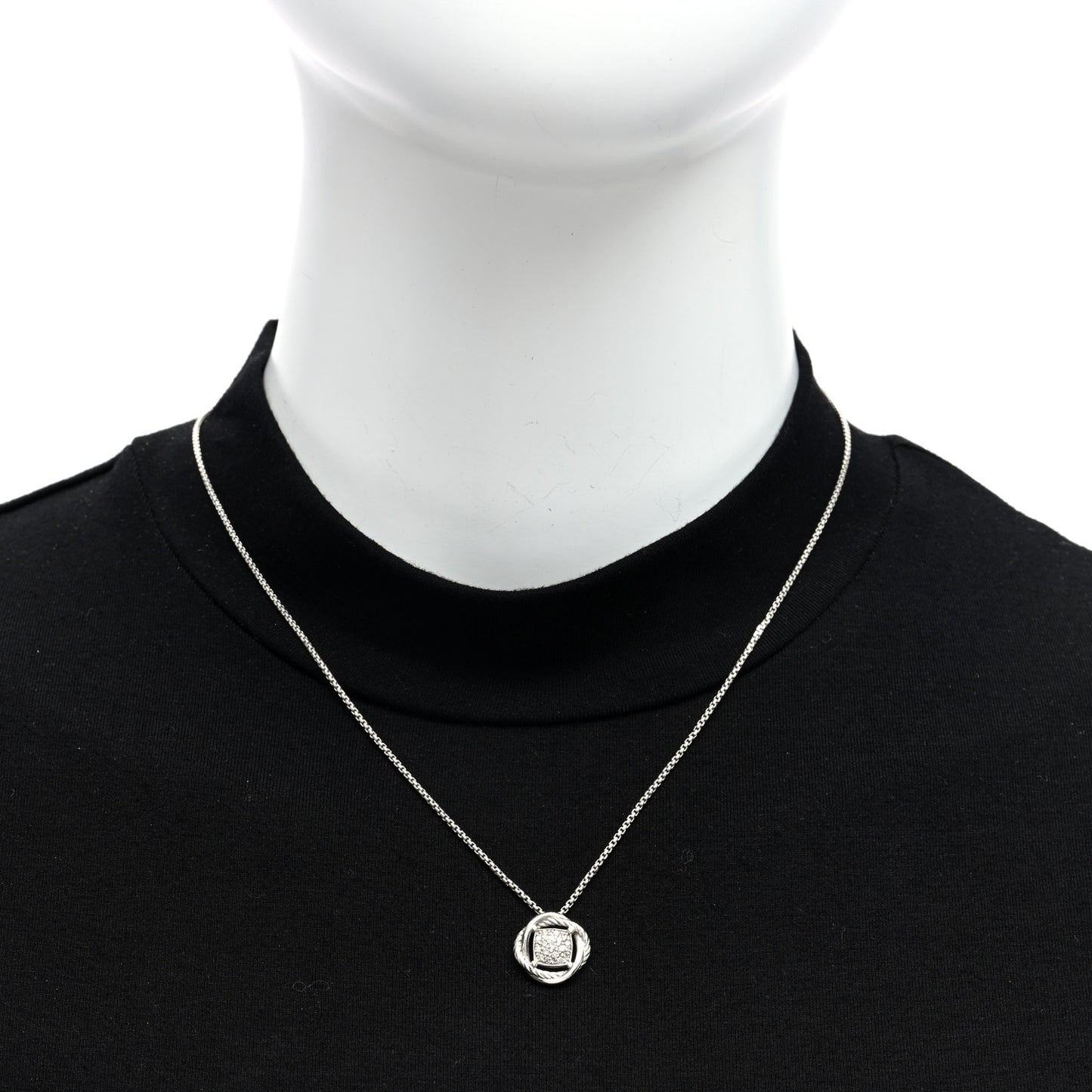 Sterling Silver Diamond 13mm Infinity Pendant Necklace