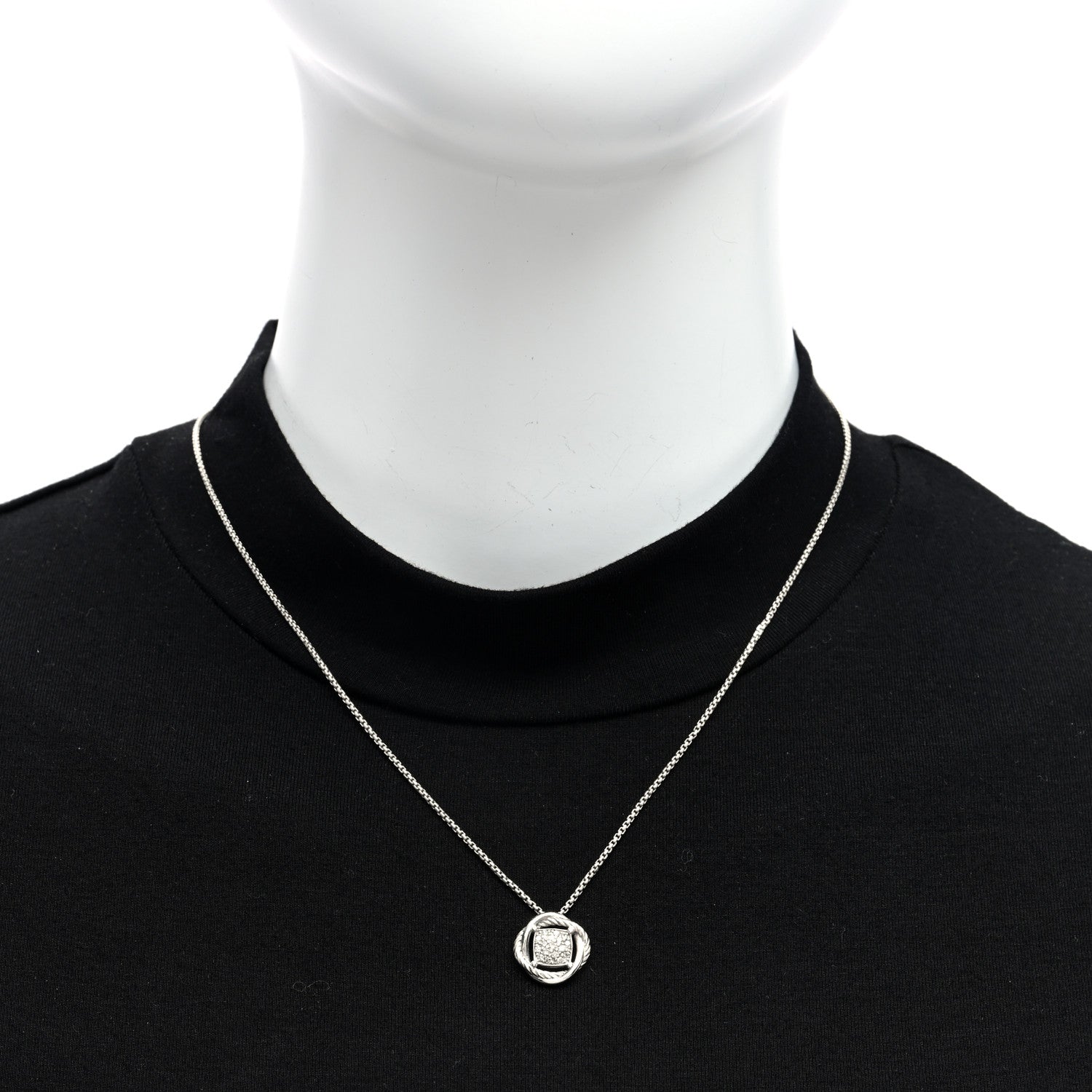 David Yurman Sterling Silver Diamond 13mm Infinity Pendant Necklace 2 of 4