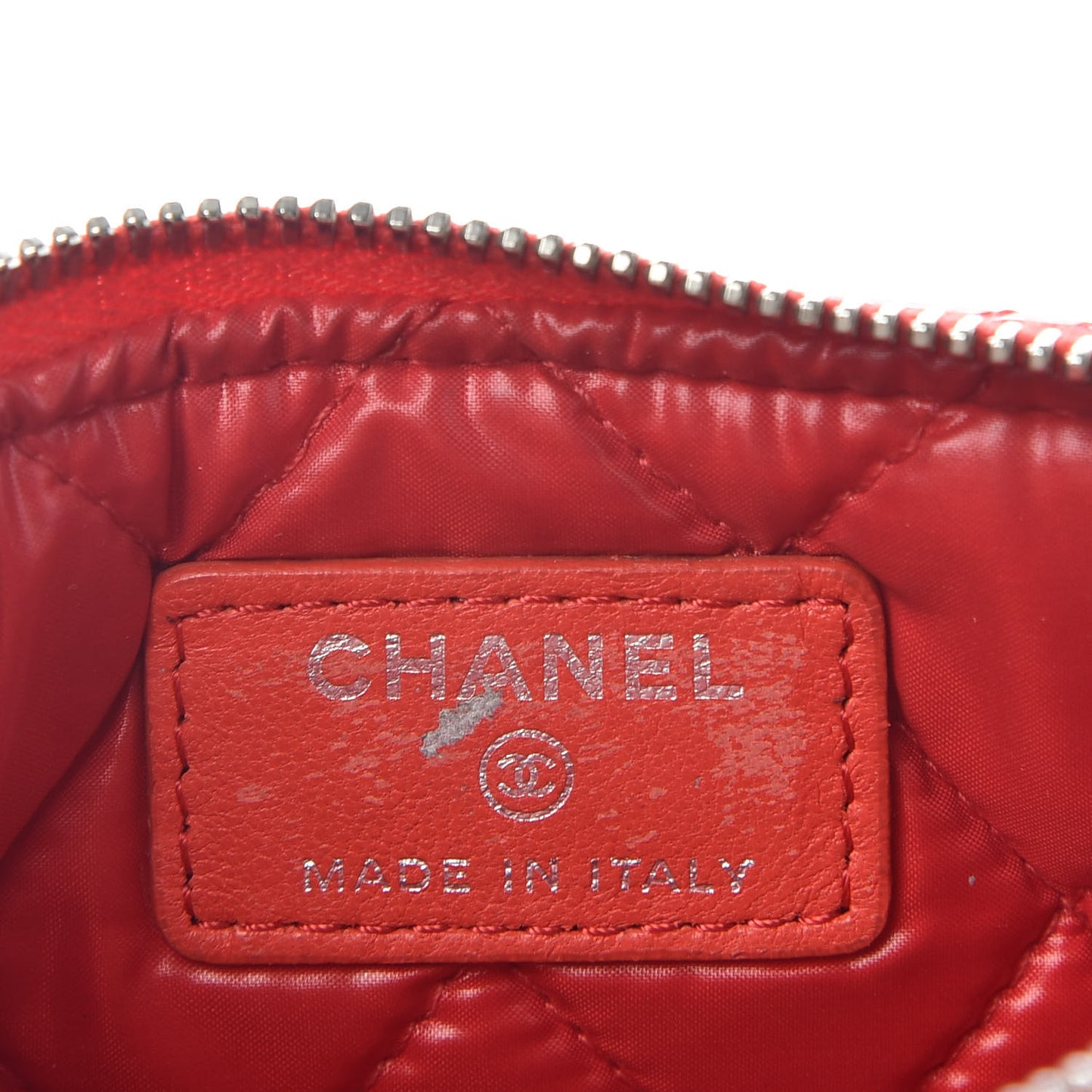 Patent Quilted Small Cosmetic Case Red