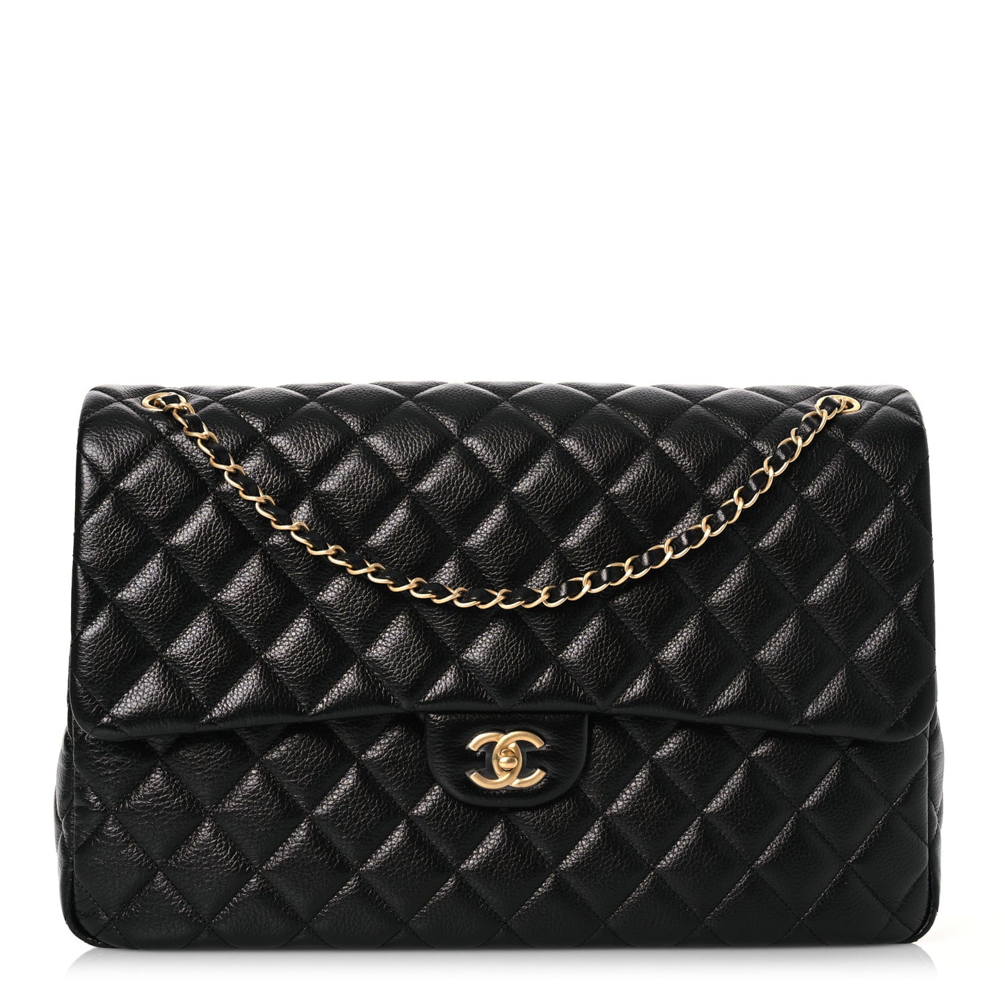Caviar Quilted XXL Travel Flap Bag Black