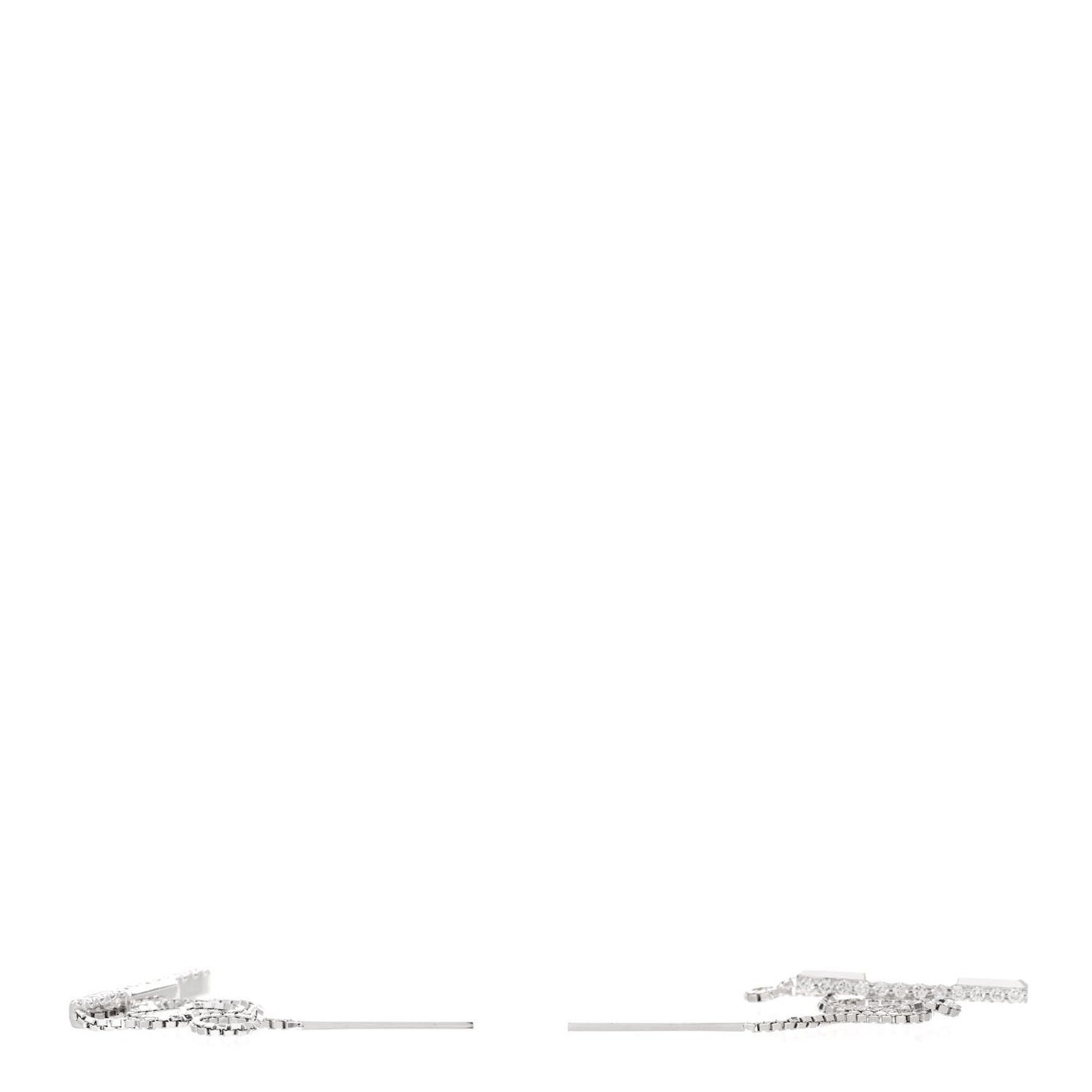 18K White Gold Diamond Link to Love Chain Earrings