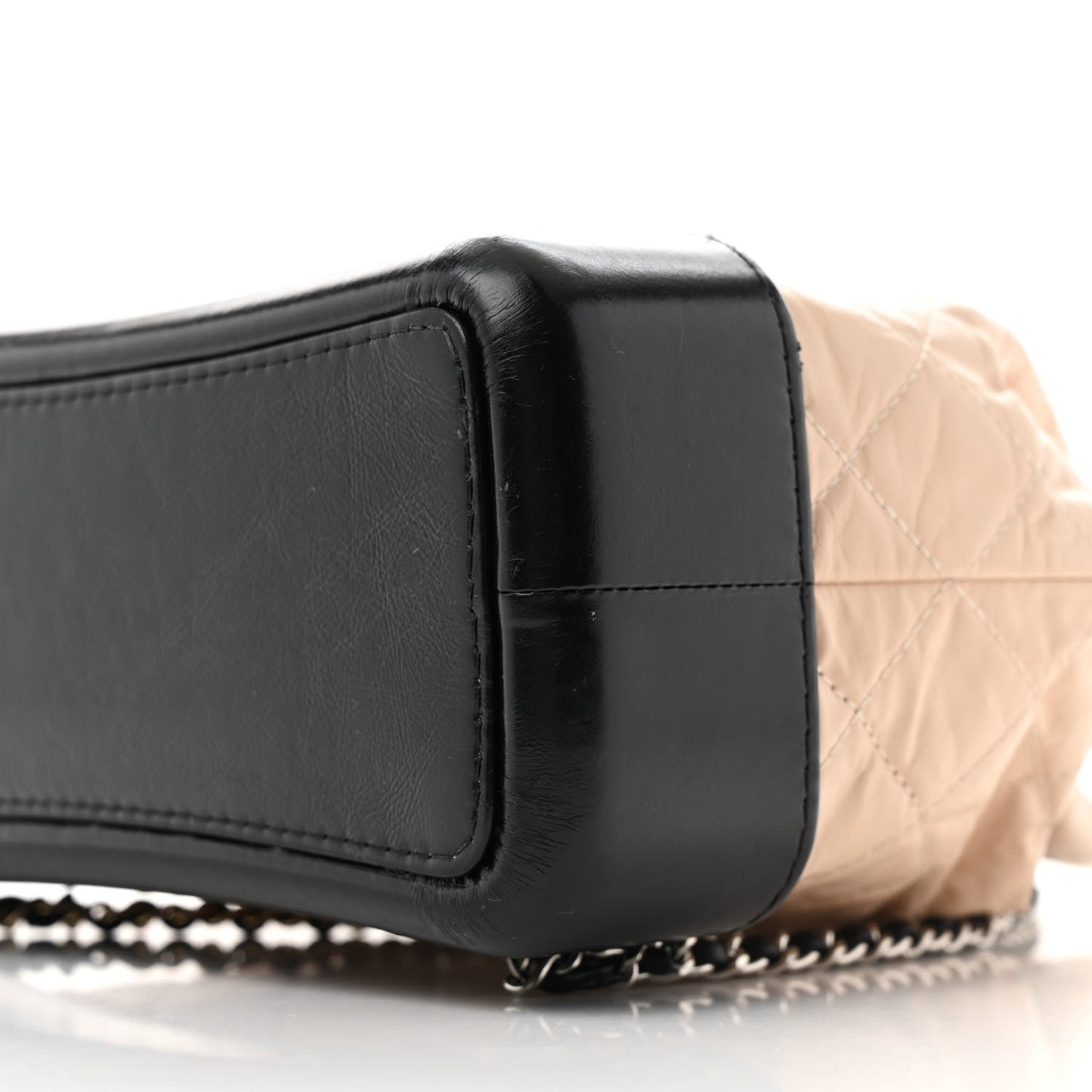 Aged Calfskin Quilted Small Gabrielle Backpack Beige Black