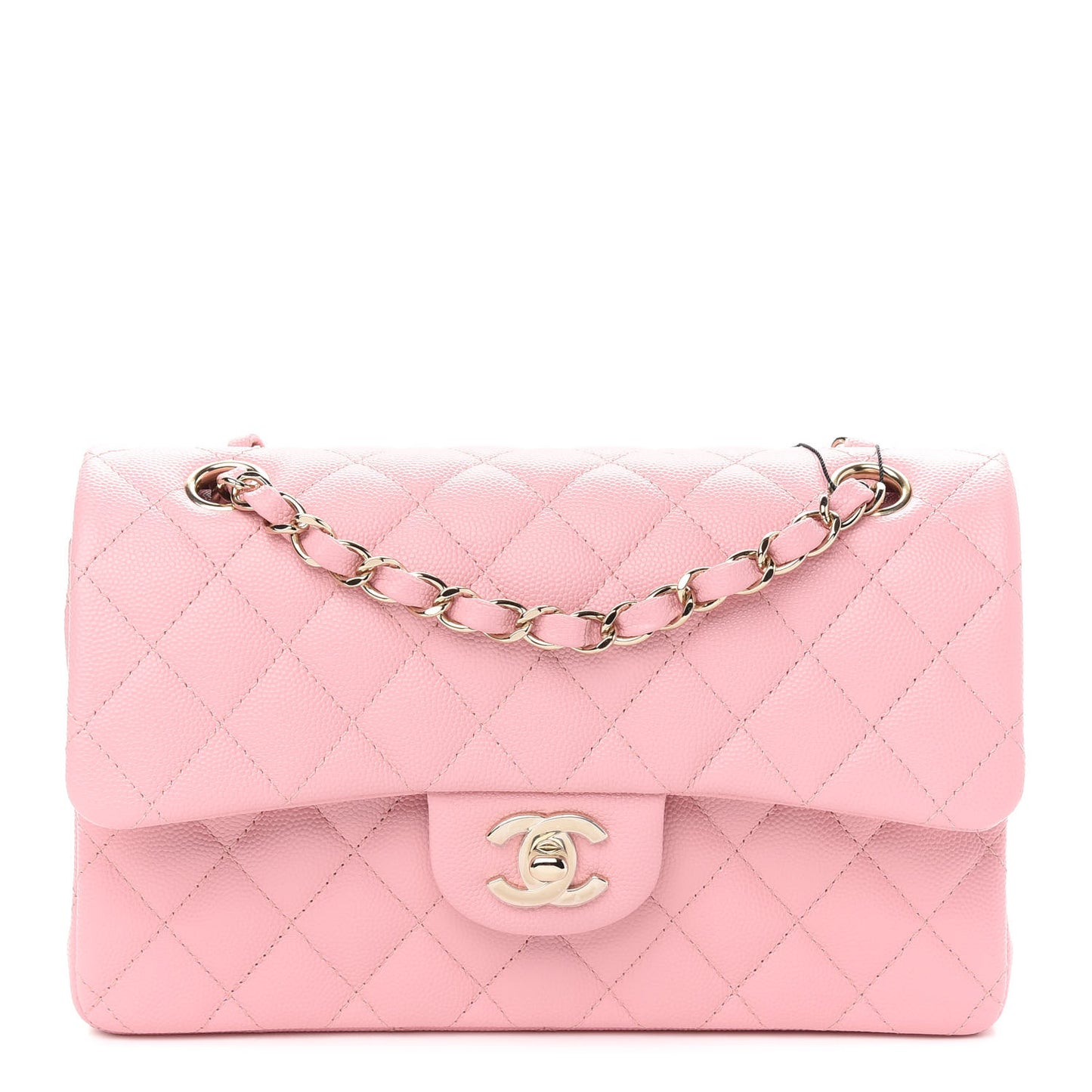 Caviar Quilted Small Double Flap Pink