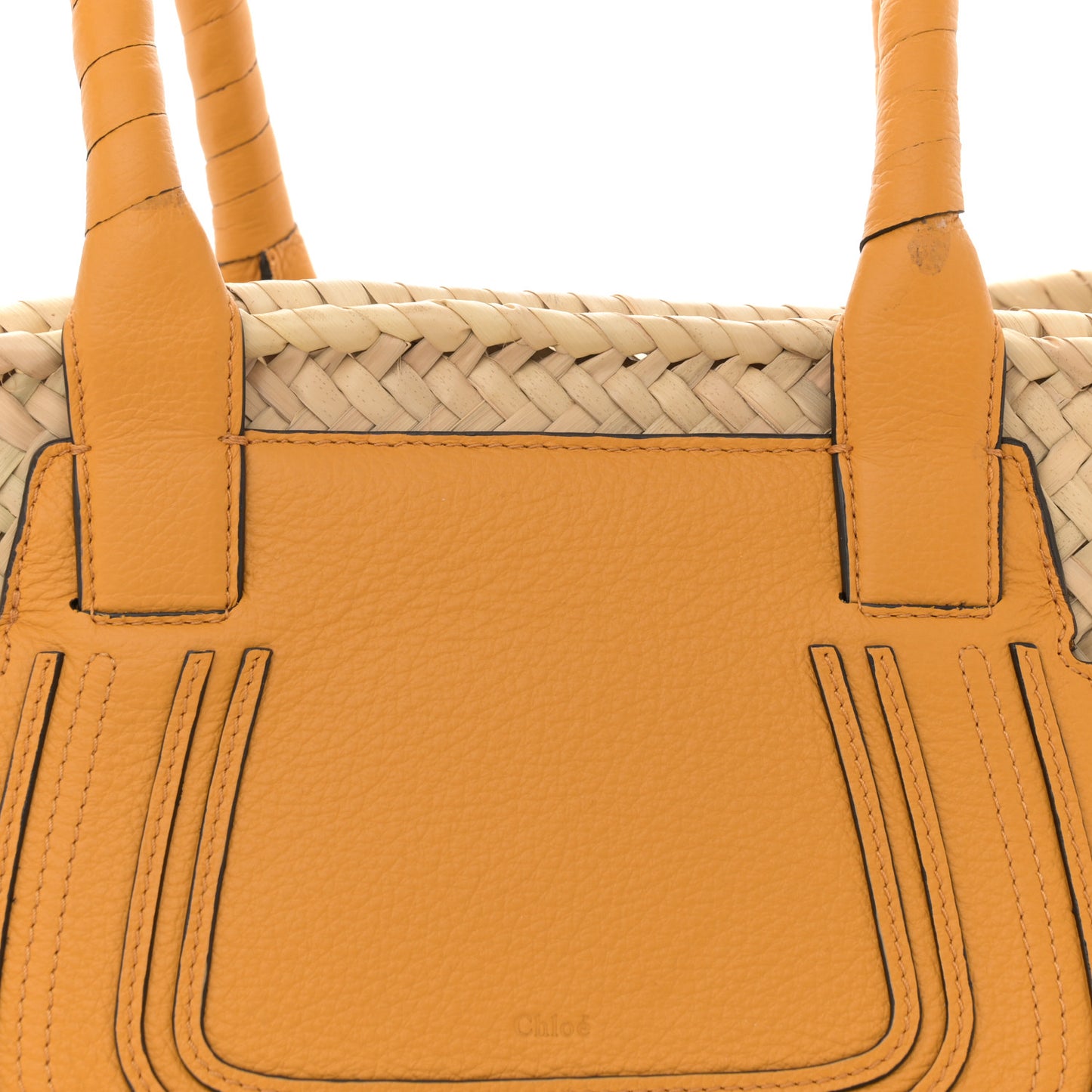Raffia Small Grain Calfskin Medium Marcie Basket Yellow
