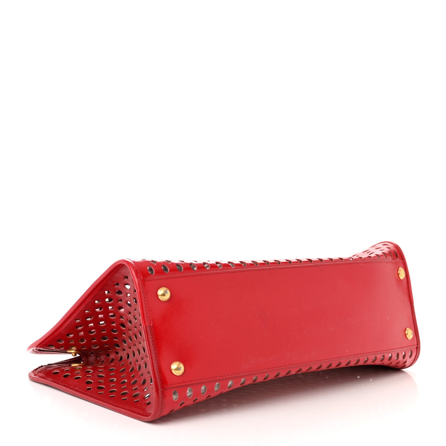 Saffiano Perforated Tote Red