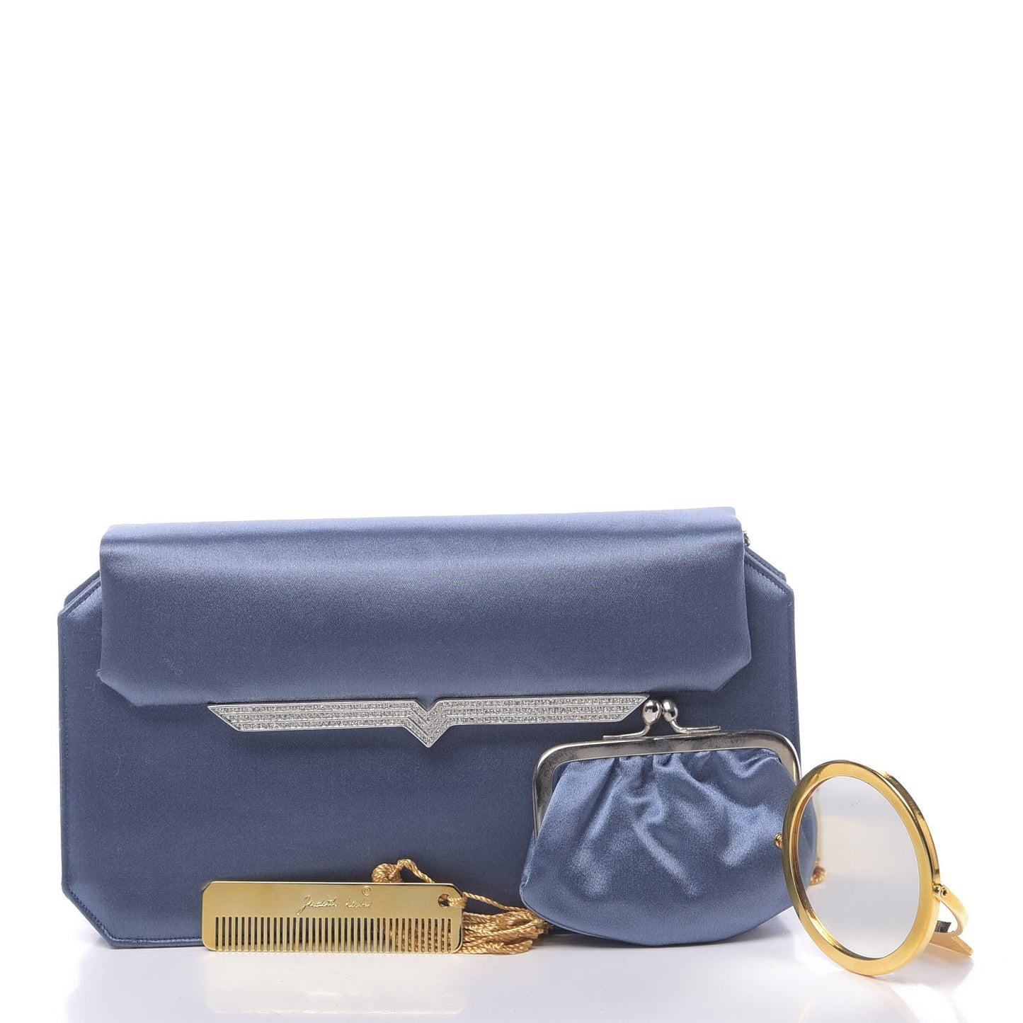 Crystal Satin Clutch Blue