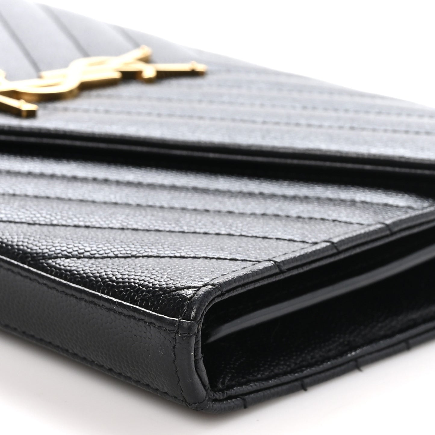 Grain De Poudre Matelasse Chevron Monogram Chain Wallet Black
