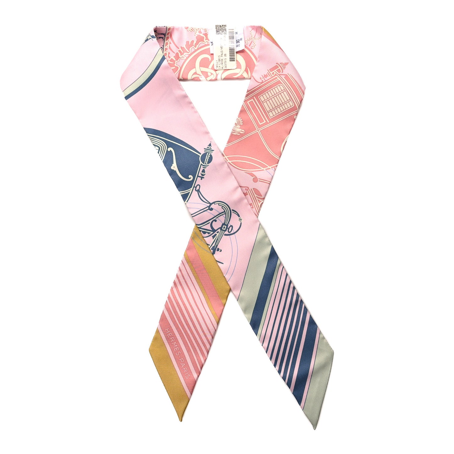 Silk Ex-Libris Twilly Rose Pale Vert Ocre