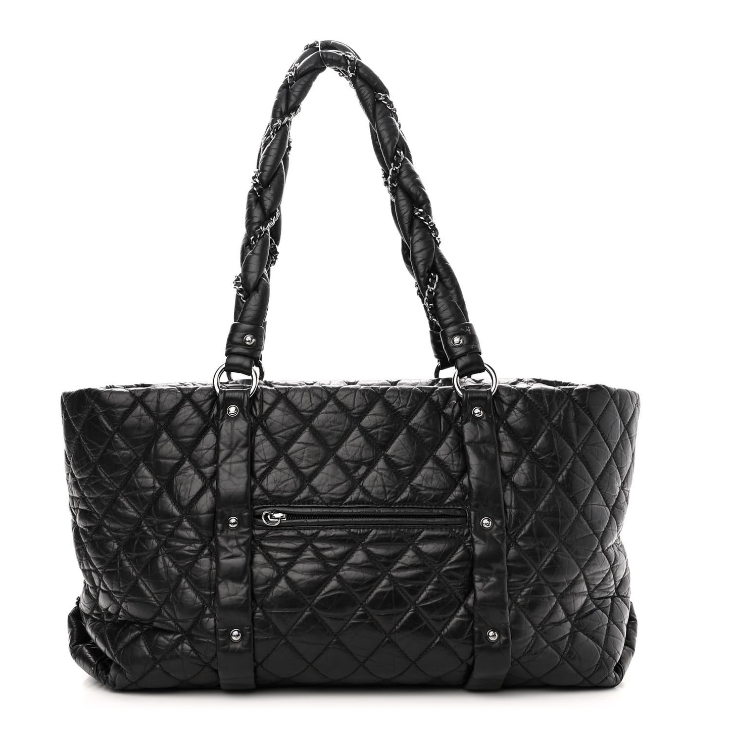 Aged Calfskin Vintage Ligne XL Lady Braid Tote Black