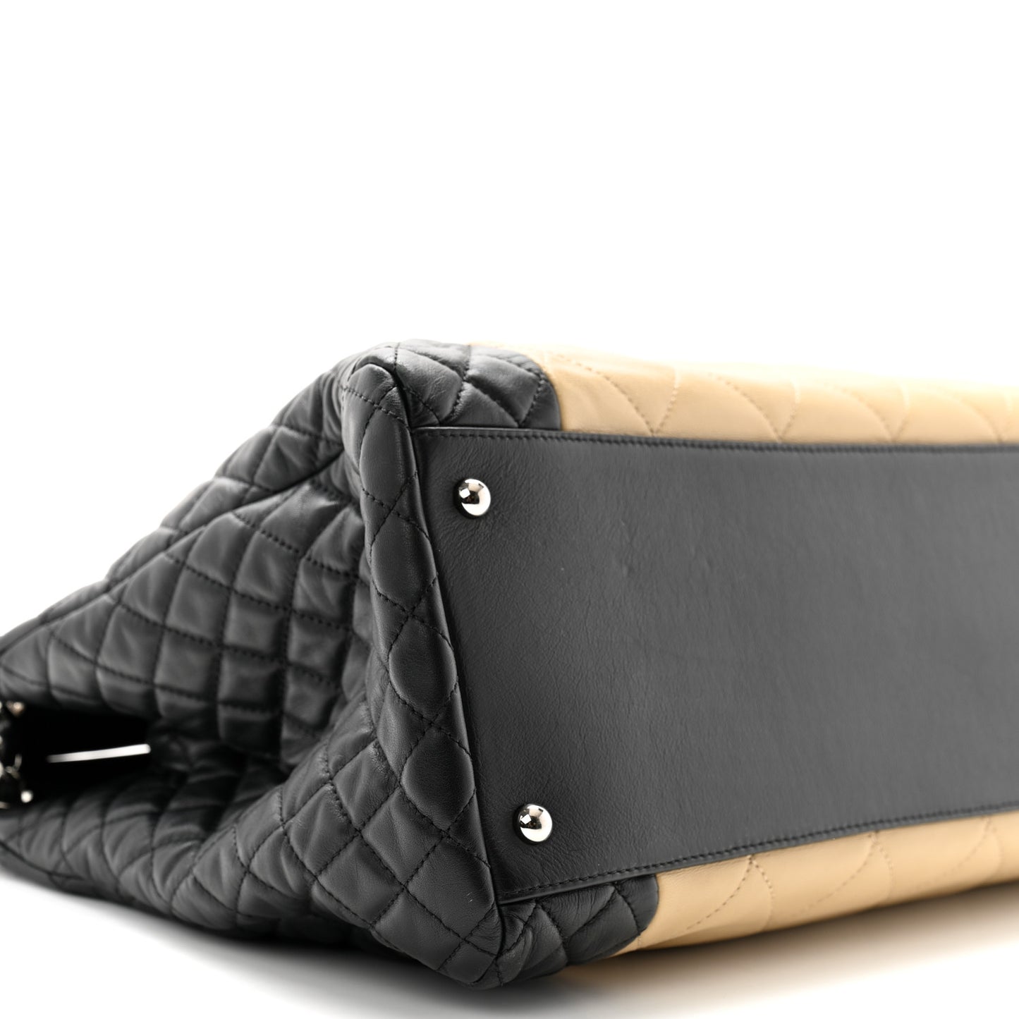 Lambskin Quilted Large CC Shopping Tote Black Rose Clair