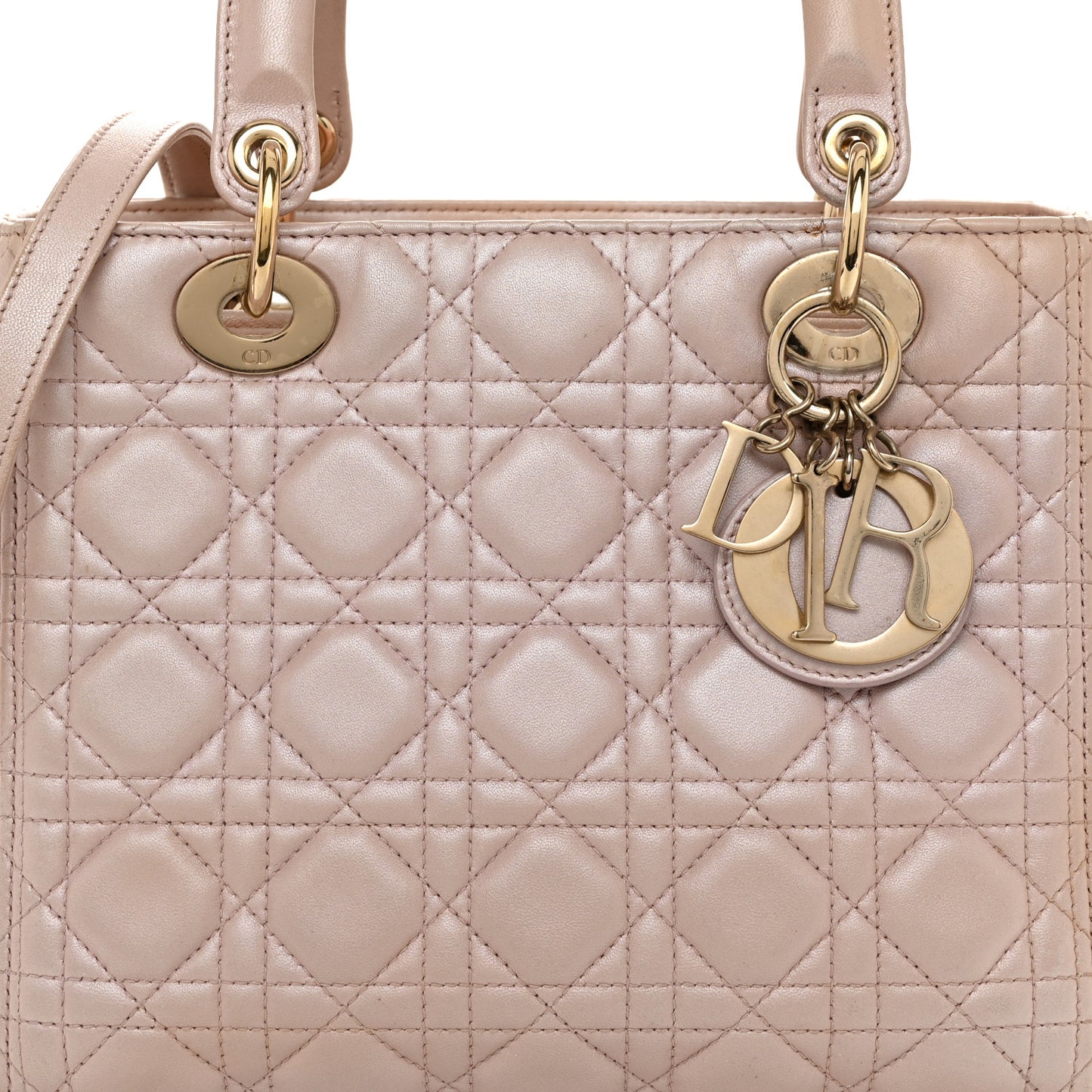 Pearly Lambskin Cannage Medium Lady Dior Lotus