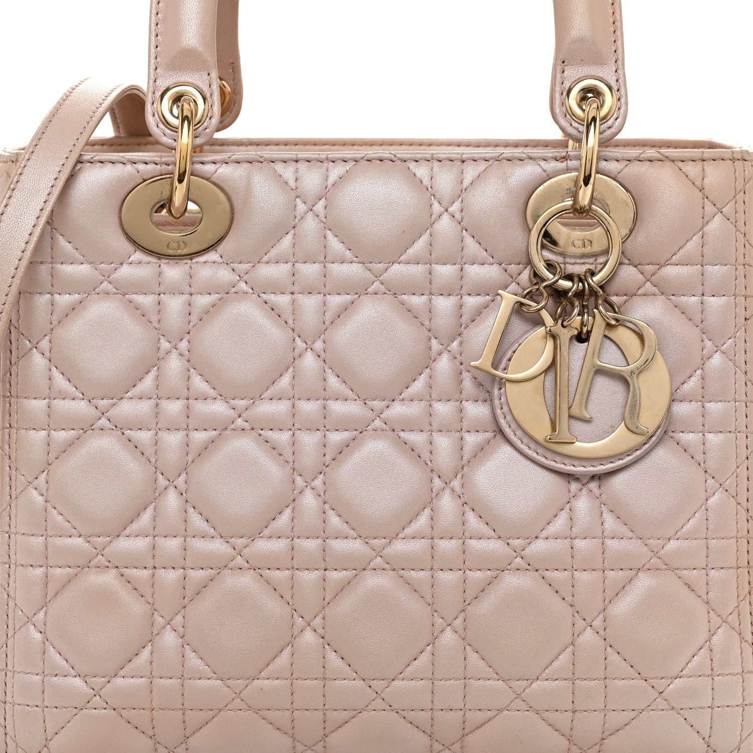 Christian Dior Pearly Lambskin Cannage Medium Lady Dior Lotus 8 of 11