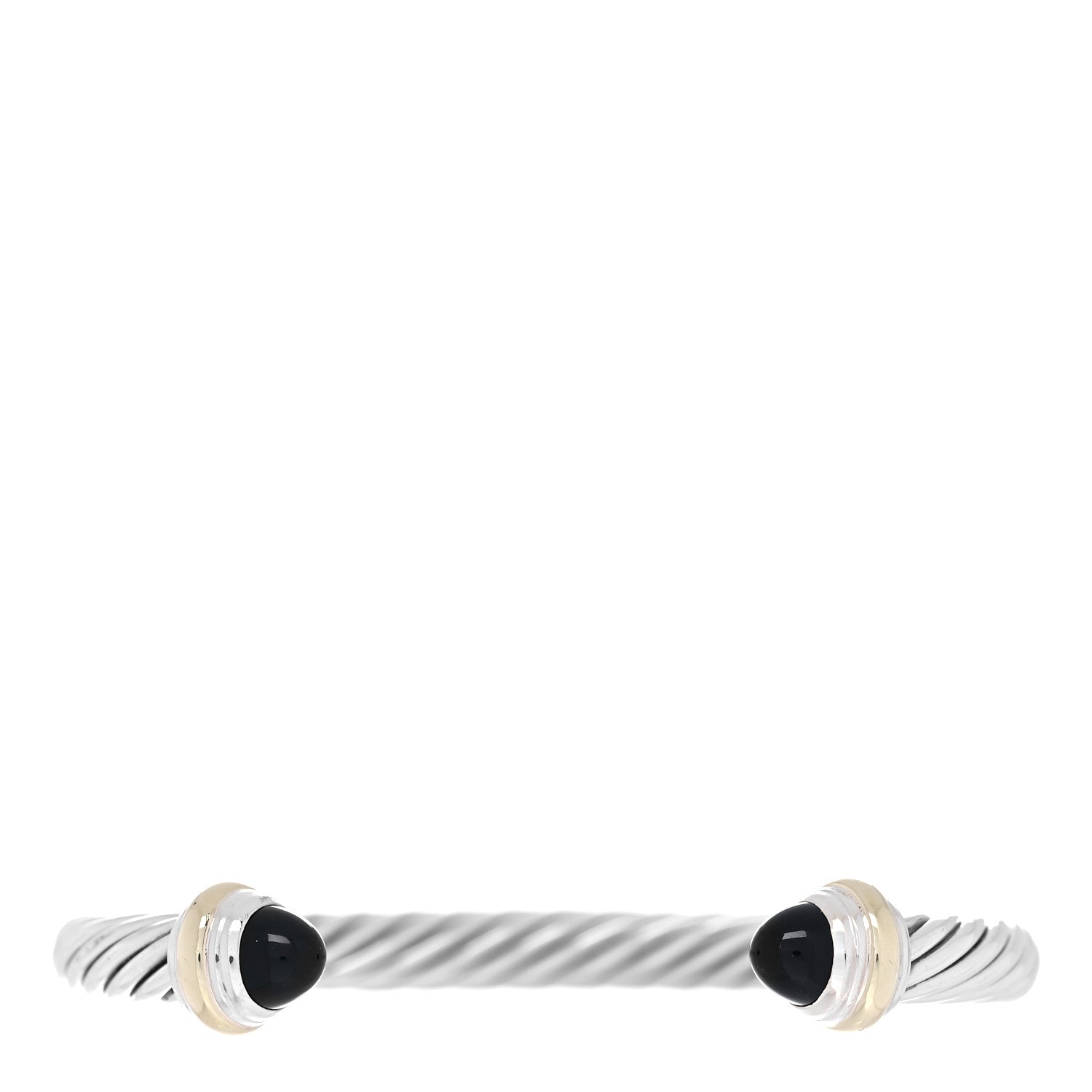 David Yurman Sterling Silver 14K Yellow Gold Black Onyx 7mm Cable Classics Bracelet 1 of 4