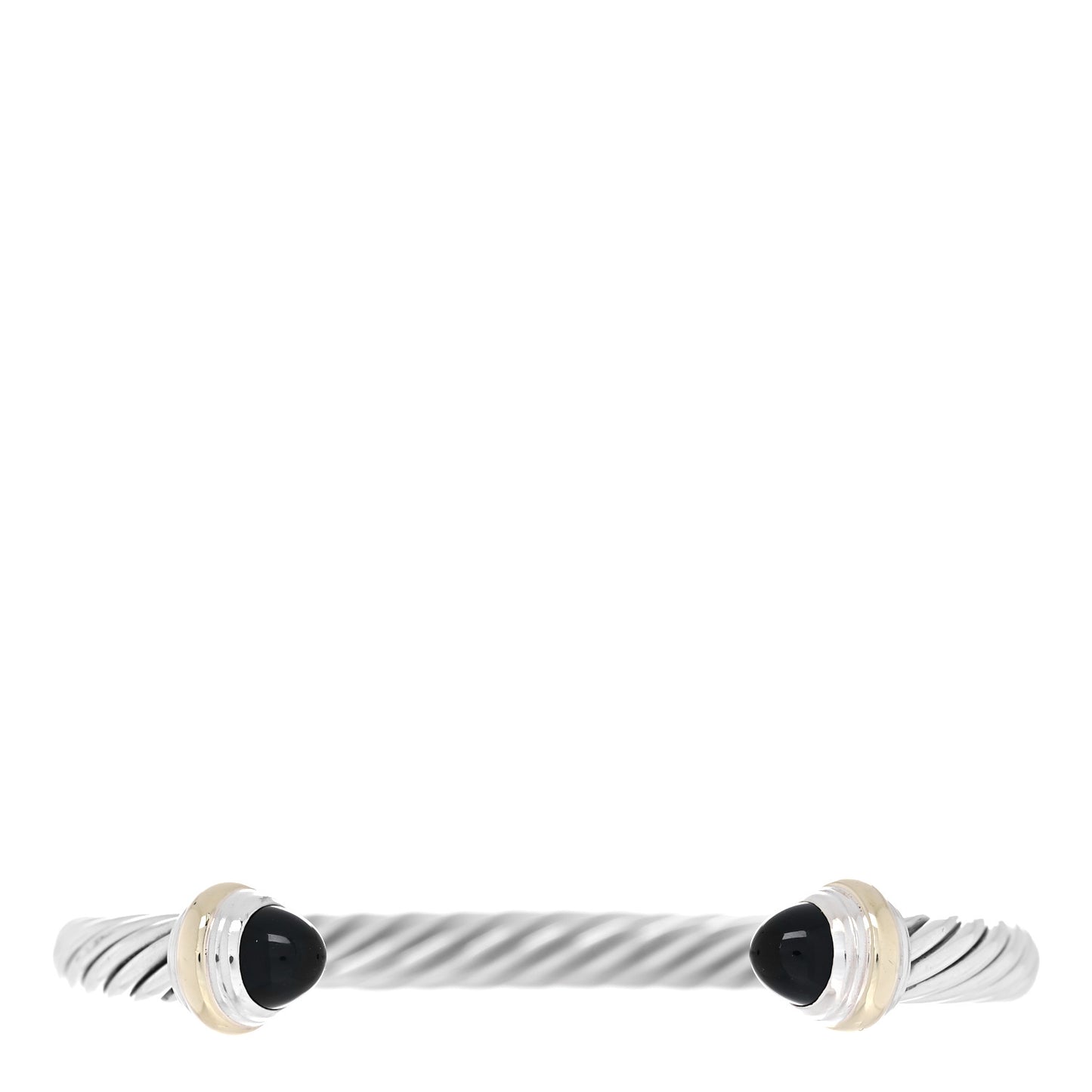 Sterling Silver 14K Yellow Gold Black Onyx 7mm Cable Classics Bracelet