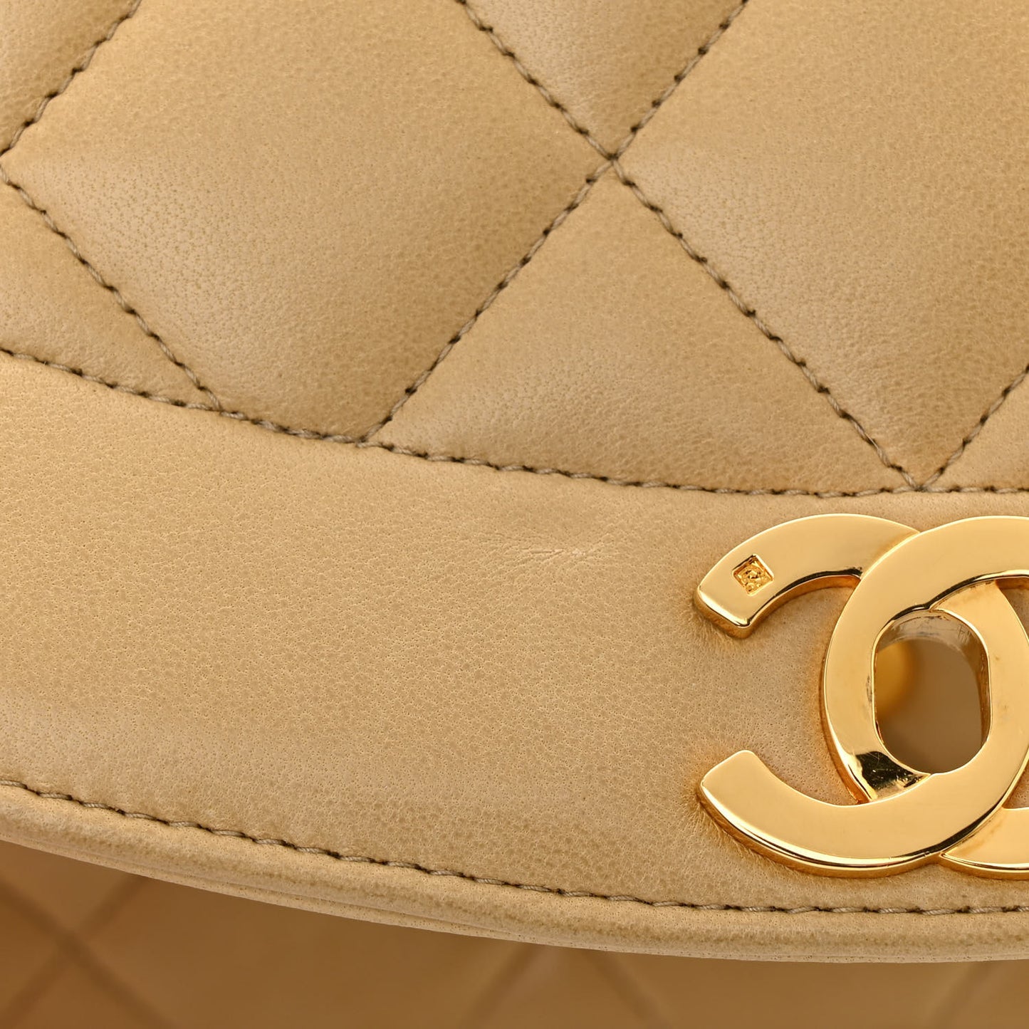 Lambskin Quilted Small Single Flap Beige